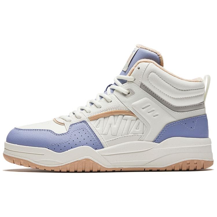 Anta Slam Slip-Resistant Warm High-Top Skateboard Shoes Women's White Blue