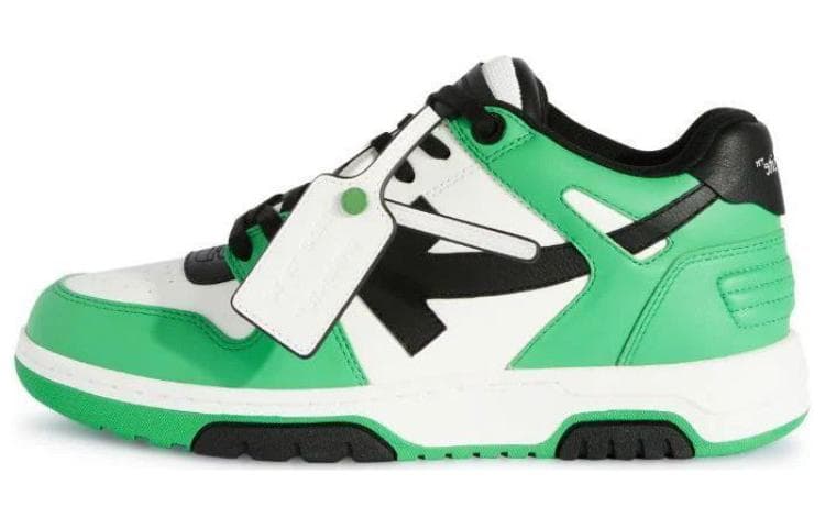 OFF WHITE Out Of Office Leather Sneakers 'Neon Green Black White'