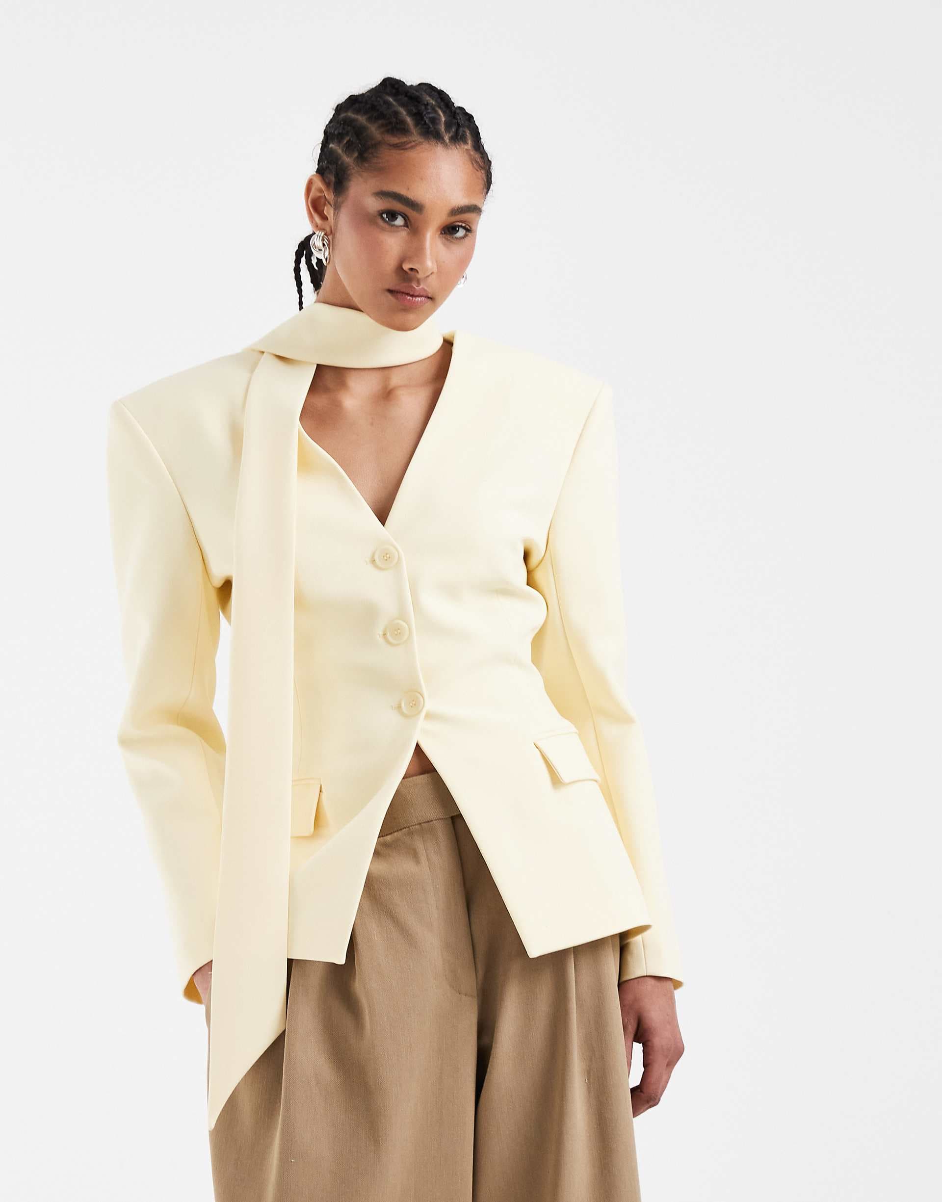 ASOS DESIGN cinched blazer with scarf detail