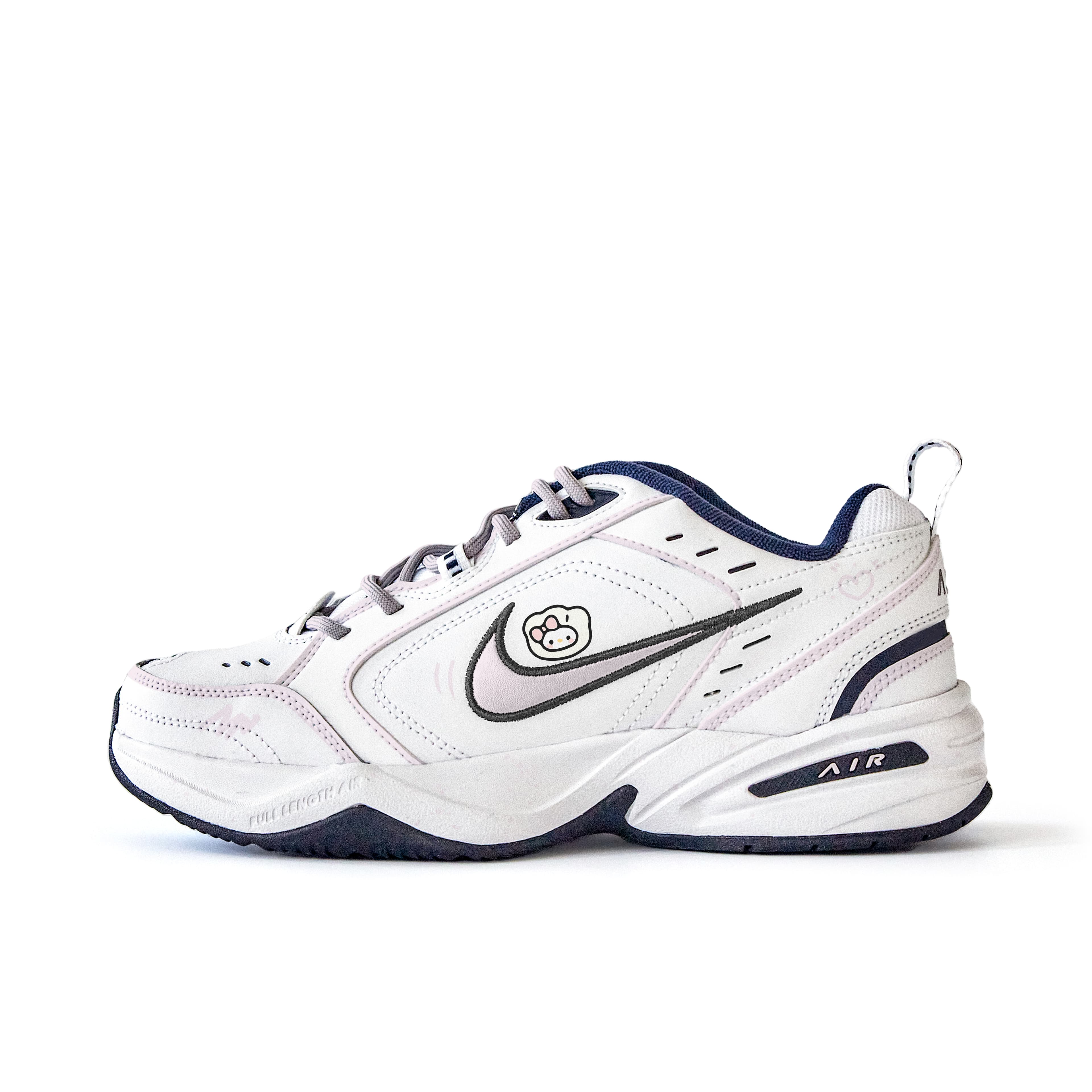 Nike Air Monarch 4 Anti-Slip Wear-Resistant Low-Top Chunky Sneakers Unisex White Pink