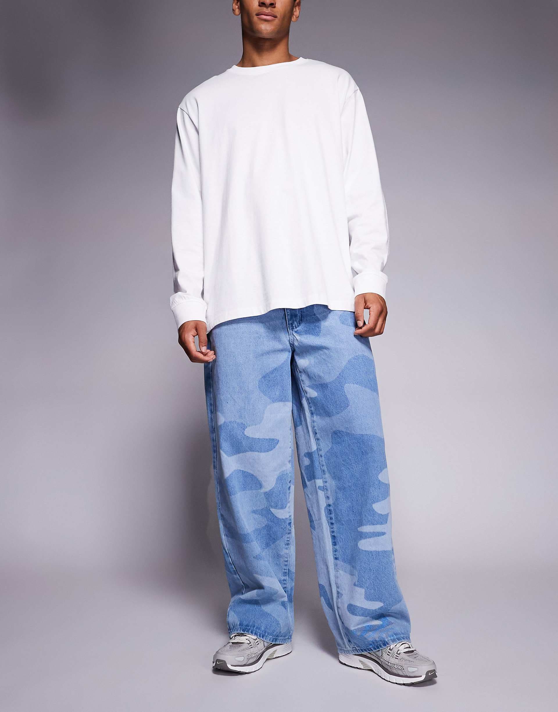 Liquor N Poker baggy fit denim jeans in tonal camo