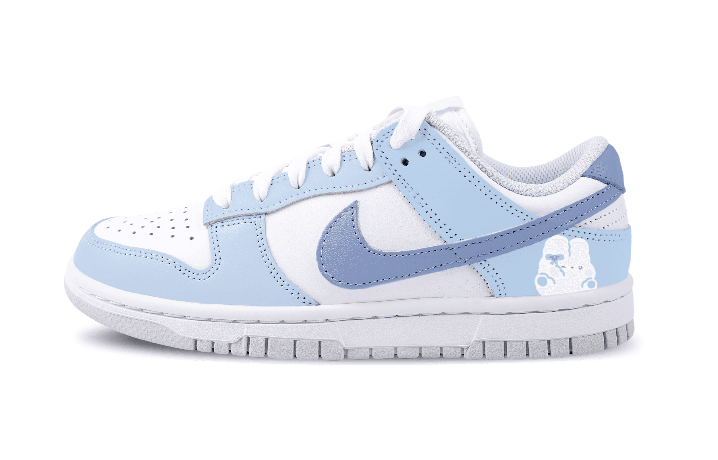 Nike Dunk Slip-Resistant Low-Top Skateboard Shoes Women's White Blue
