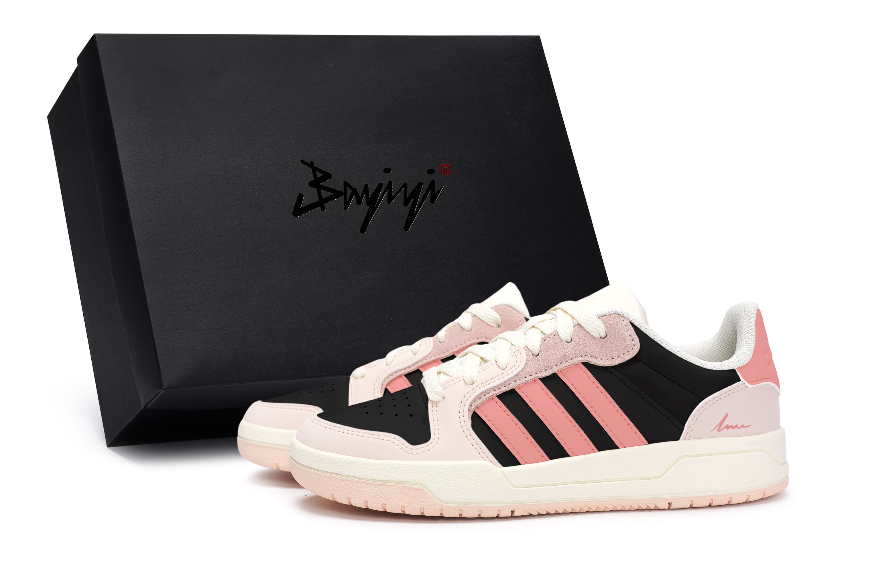 Custom Sneakers adidas neo Entrap 811 Made Heartfelt Blackberry Special Shoebox Millennium Couple Minimalism Slip-Resistant Low-Top Sneakers Unisex Rice Flour Black