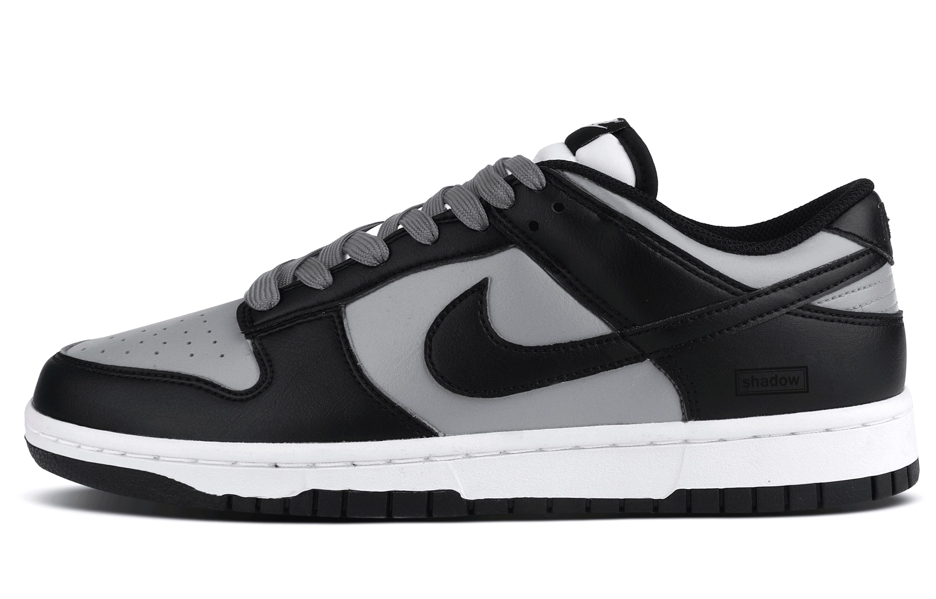 Custom SneakersNike Dunk Shadow Leather 'Shadow' Trendy Retro Detailed Wear-Resistant Low-Top Skate Shoes Unisex Black White Grey