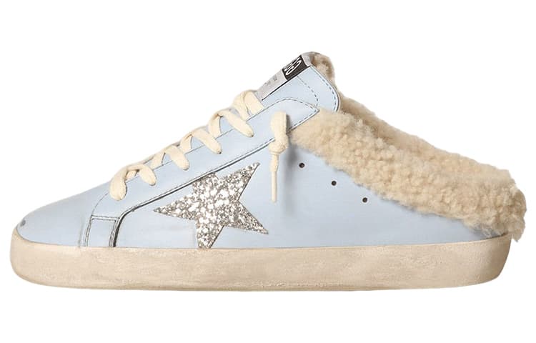 Golden Goose Super-Star Sabot Leather Casual Comfort Closed-Toe Slides Women's Blue
