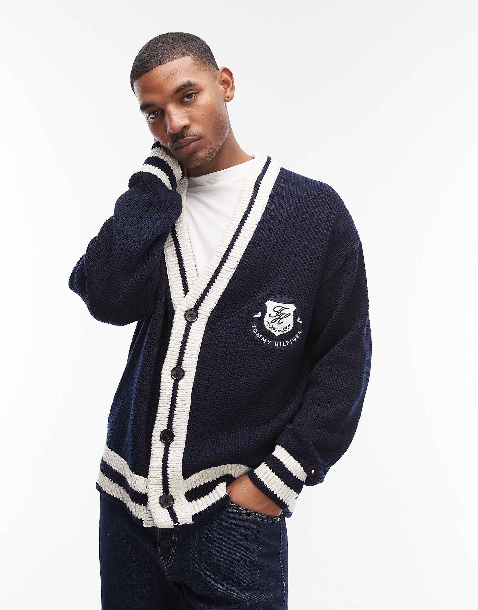 Tommy Hilfiger athleisure cricket cardigan in navy