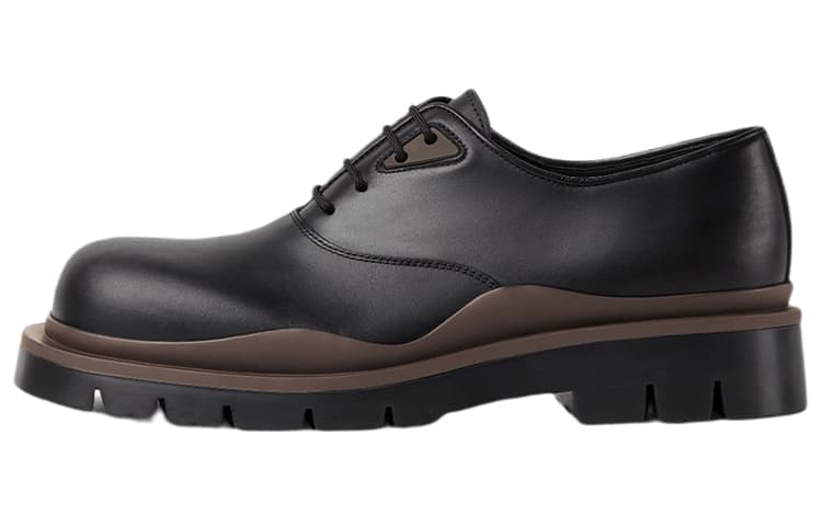 Bottega Veneta Tire Lace Up Leather Shoes Black