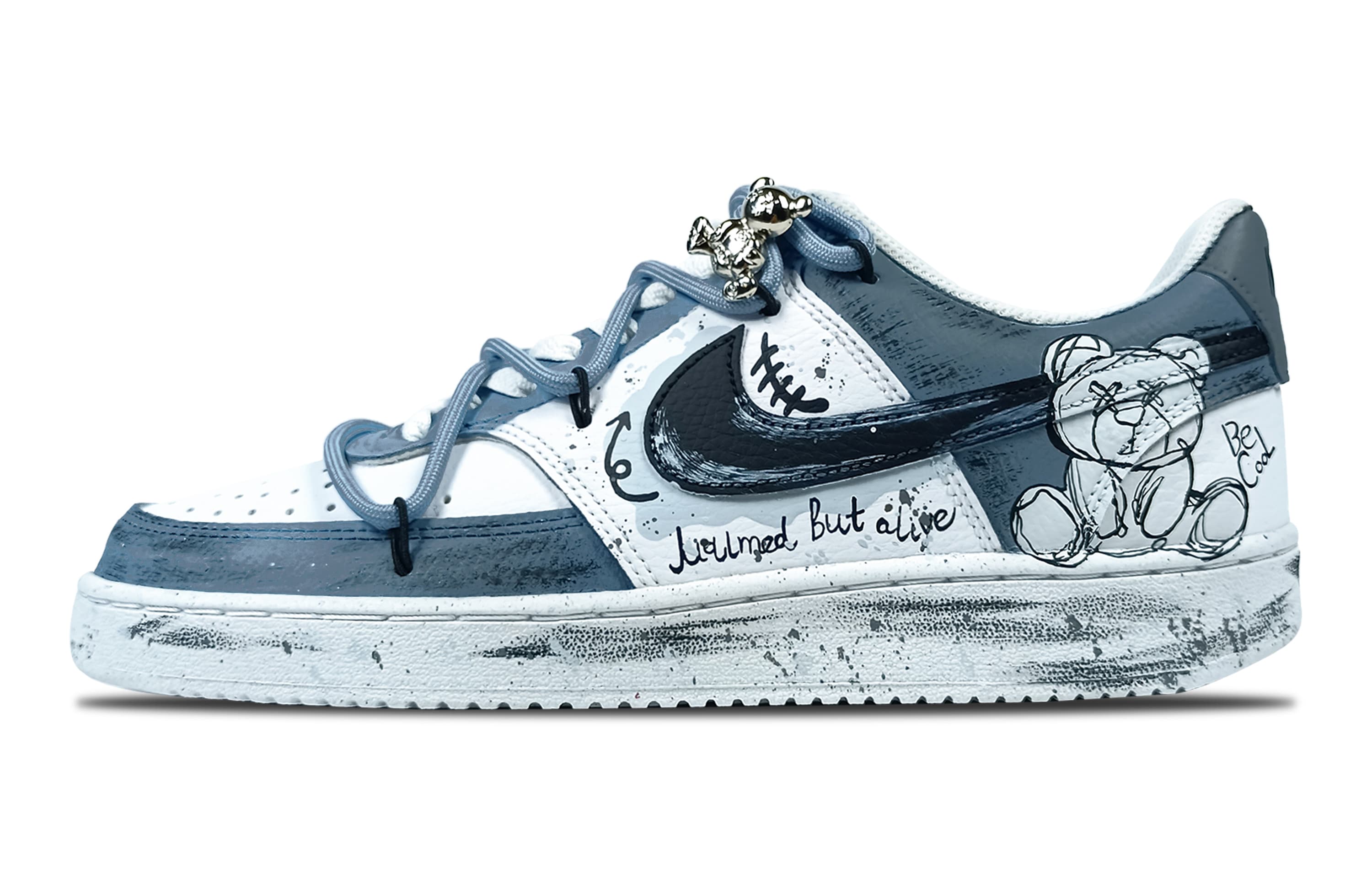 Nike Court Vision 1 Slip-Resistant Cushioning Low-Top Skateboard Shoes Unisex Blue White