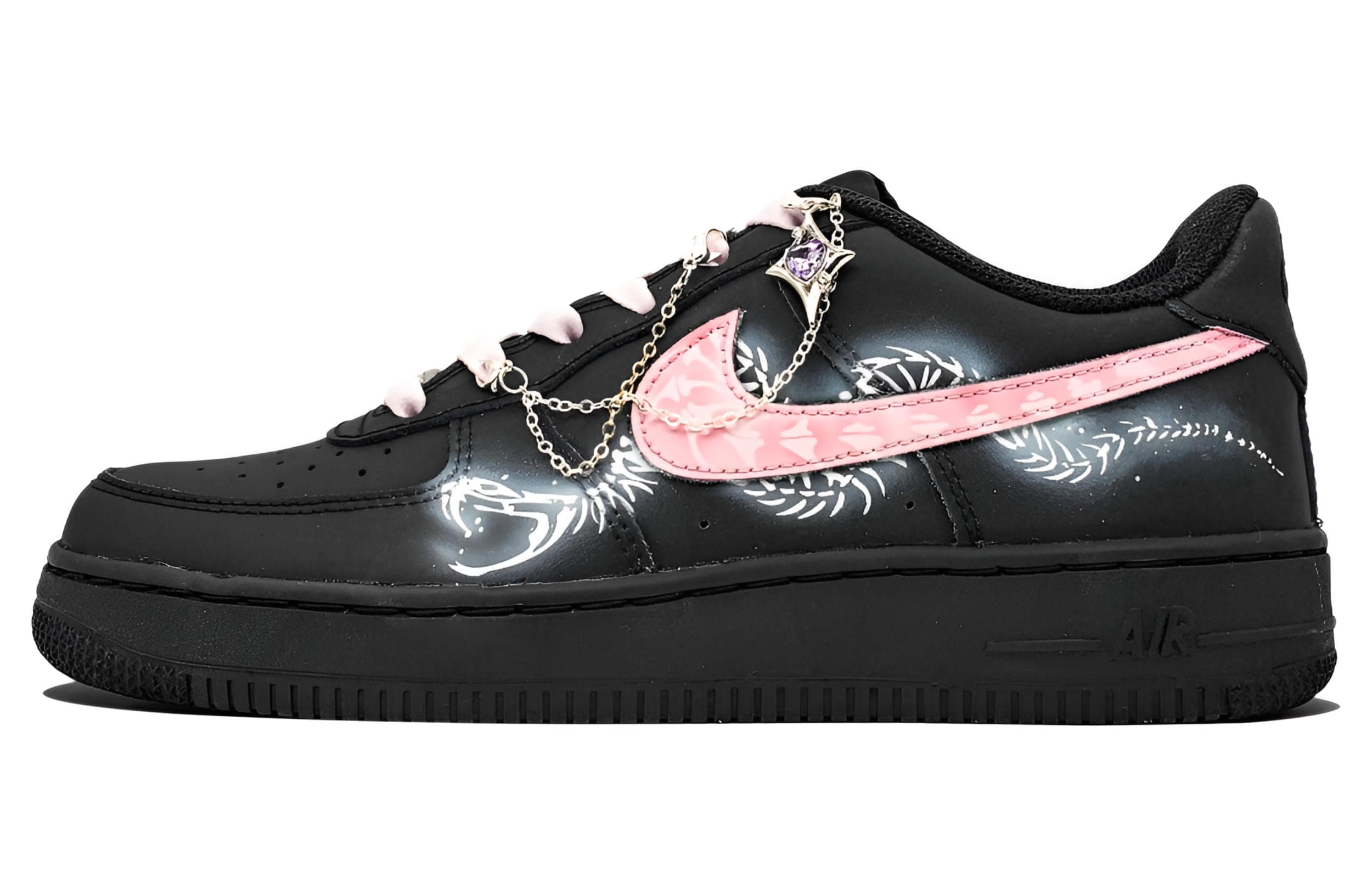 Custom Nike Air Force 1 'Dark Serpent Shadow' Low-Top Sneakers Unisex Black Pink