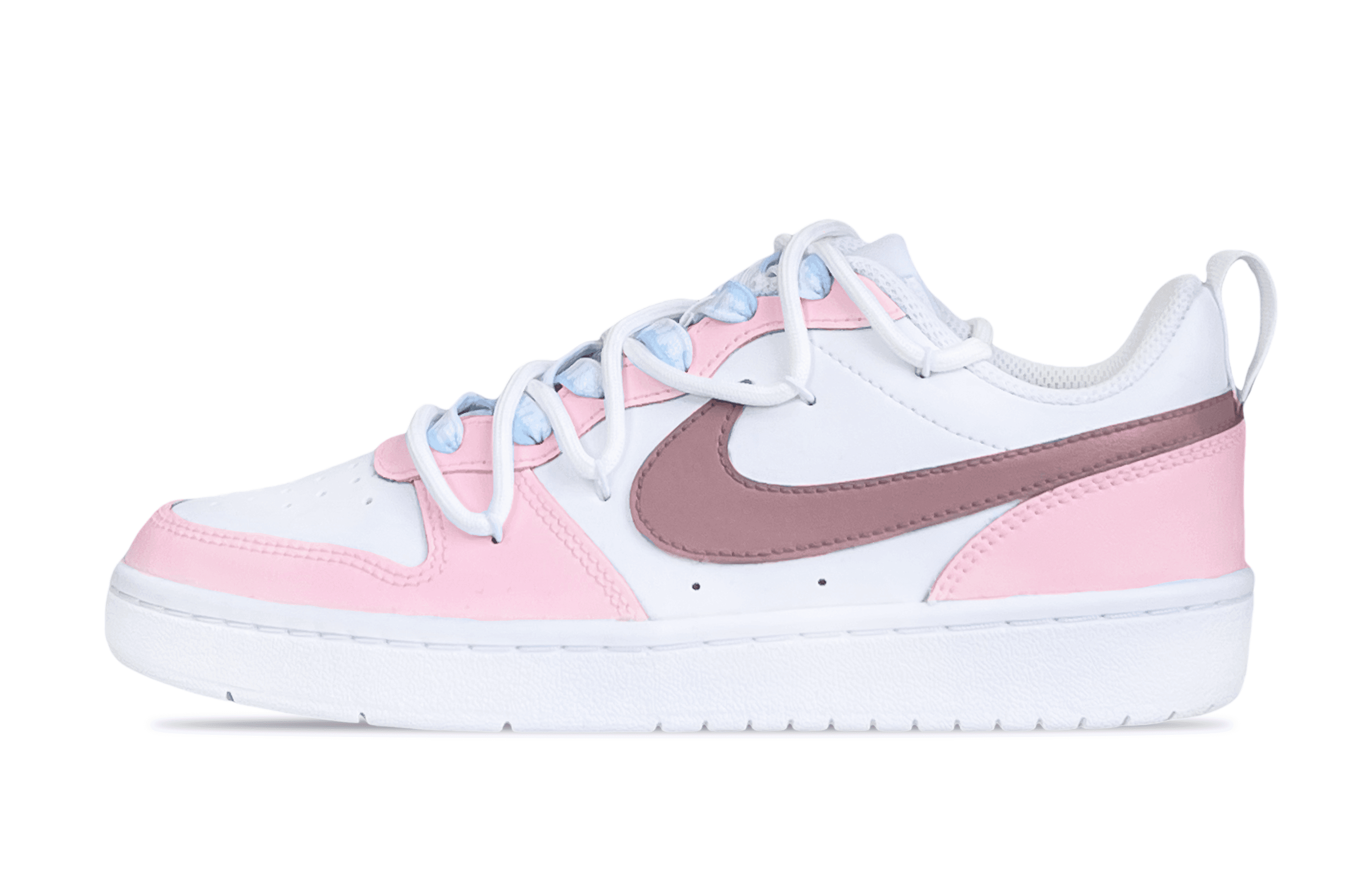 Nike Court Borough Low Peach Soda Non slip Lightweight Low Top Skateboard Shoes GS White Pink