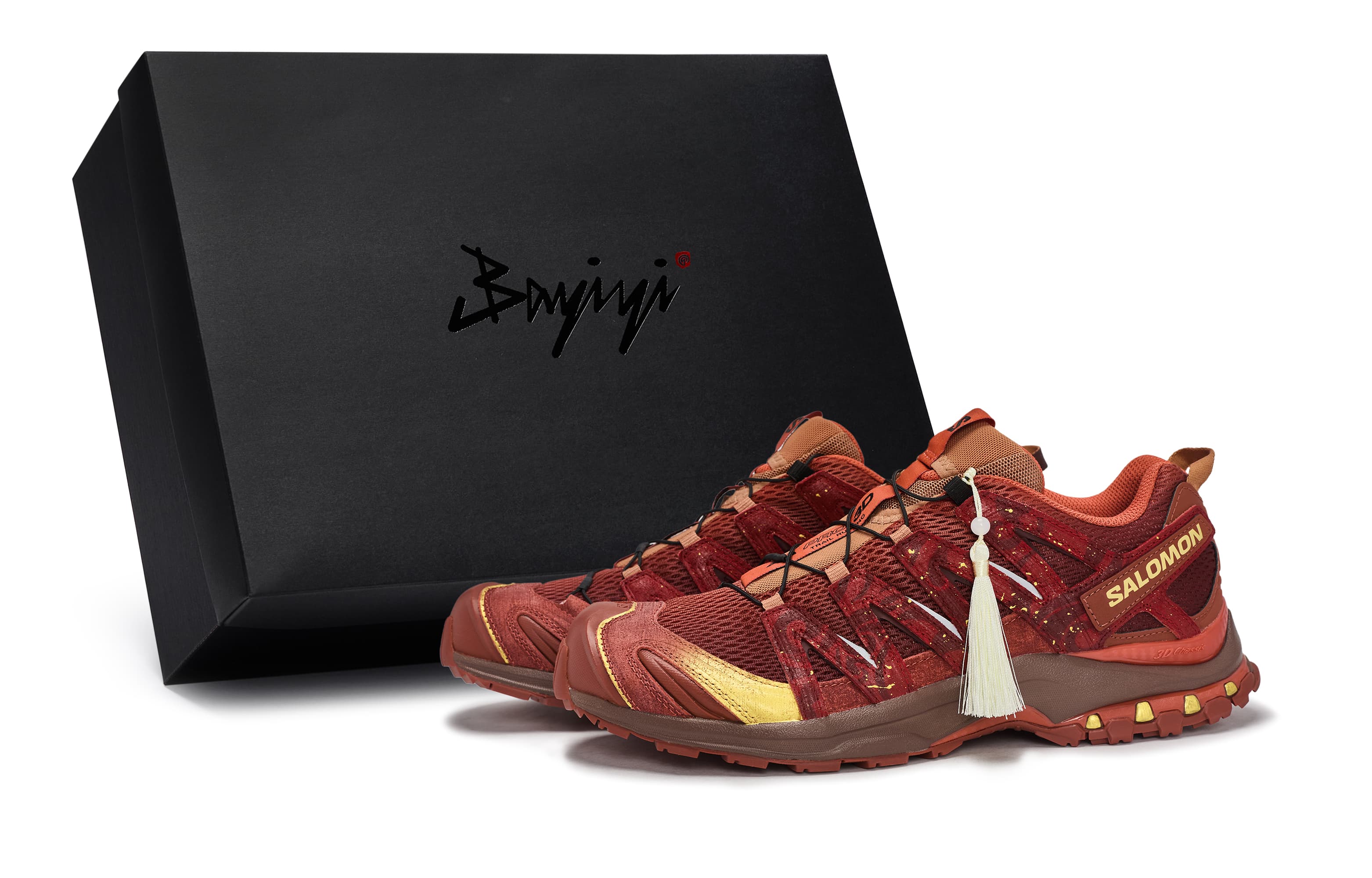 Custom Sneakers SALOMON XA PRO 3D 811 Made 'Rui Ma Cheng Xiang' Special Shoe Box CNY New Year Series Year of the Horse Chinese Red Low-Top Running Shoes Unisex Red Gold