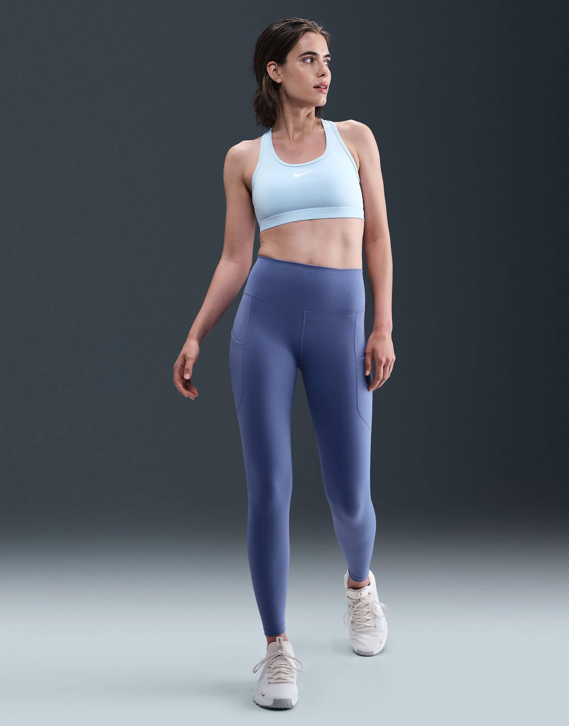 Nike Training Swoosh high support sports bra in blue