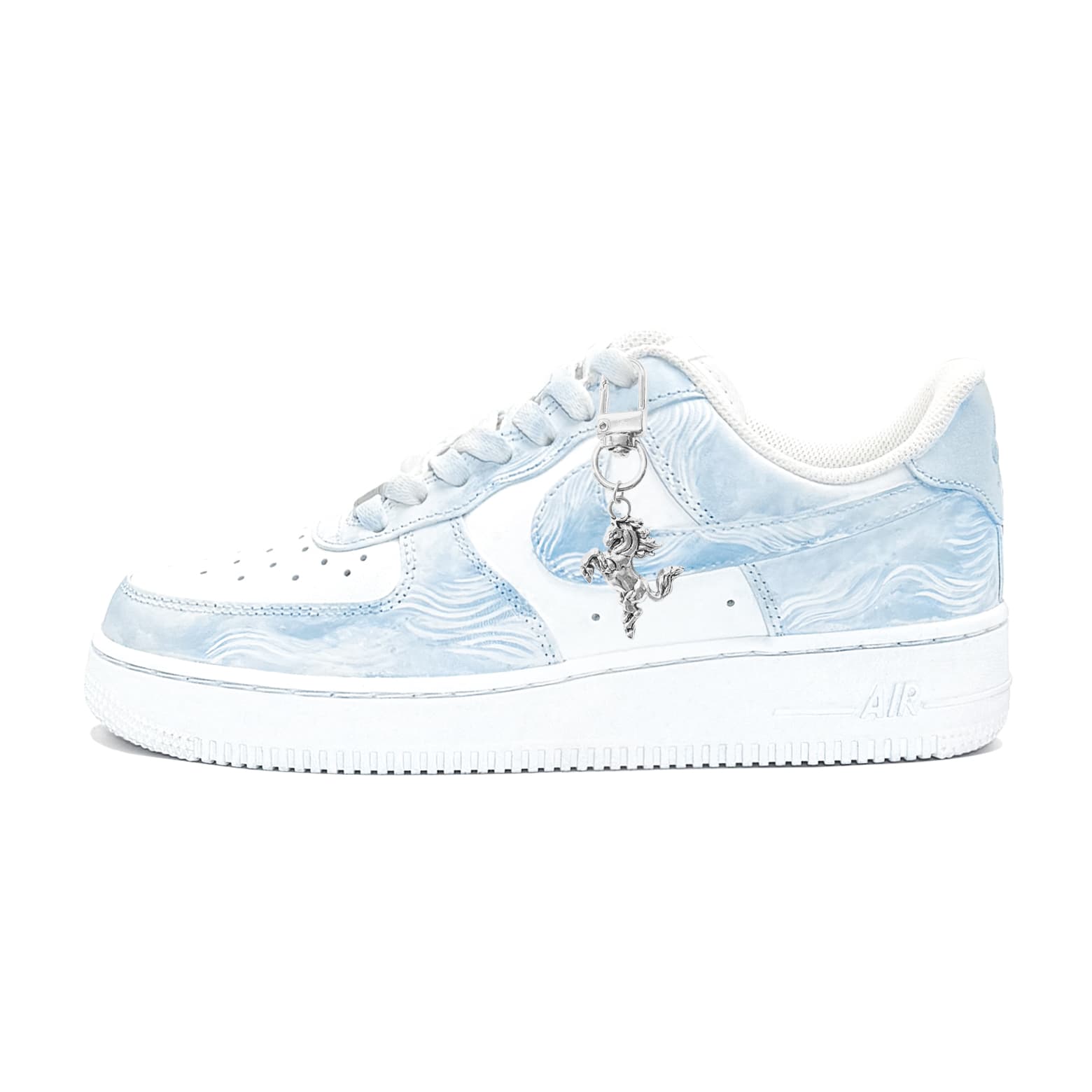 Custom Sneakers Nike Air Force 1 Chu Yi Culture CNY Year of the Horse Series Phantom Horse Trendy Fashion Versatile Comfortable Anti-Slip Wear-Resistant Balanced Low-Top Sneakers Women's Blue