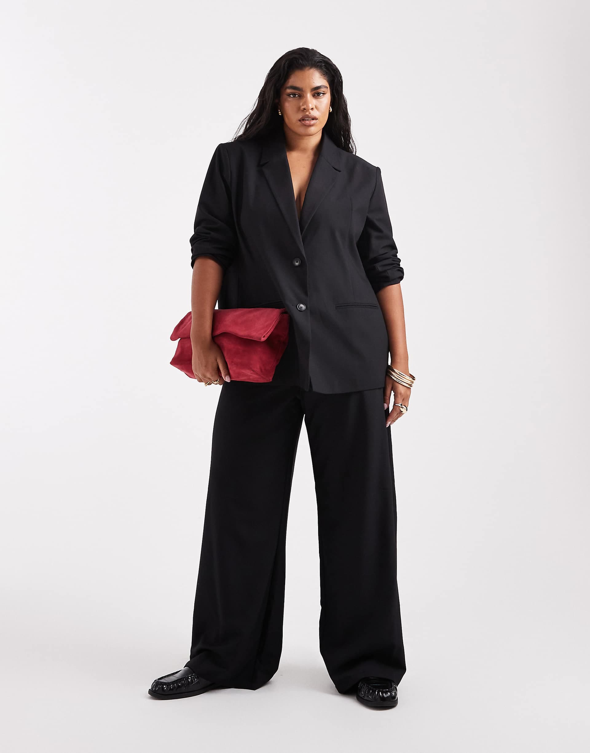 COLLUSION Plus tailored low rise relaxed pants in black