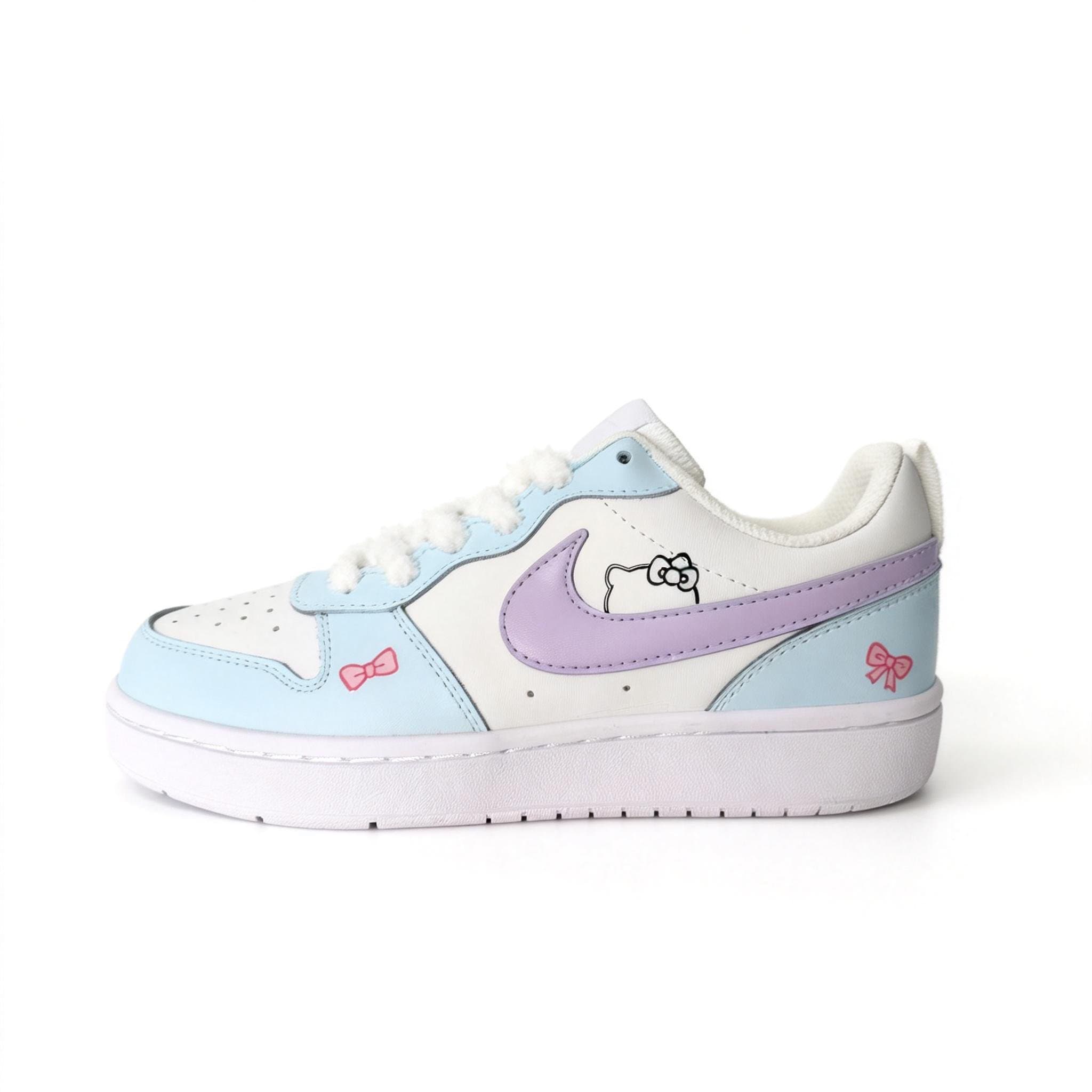 Custom SneakersNike Court Borough 'Blue Taro Kitty' Leather Romantic Energetic Fresh Dopamine Sweet Cute Anti-Slip Cushioned Wear-Resistant Low-Top Sneakers Unisex Blue