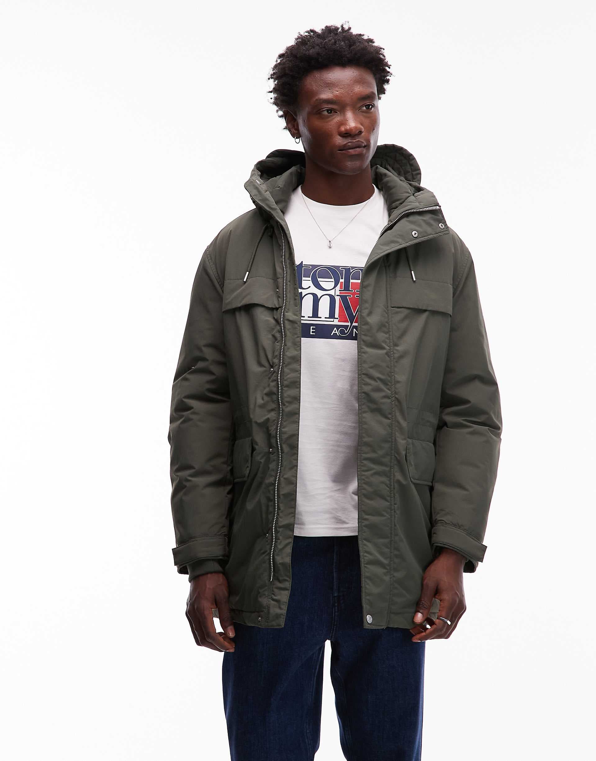 Tommy Jeans city parka jacket in dark green