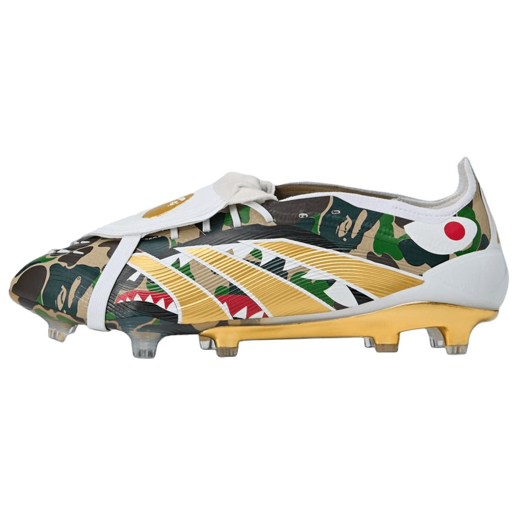 BAPE x adidas PREDATOR ELITE Tongue Fashion Comfortable Soccer Cleats Men's Brown Green