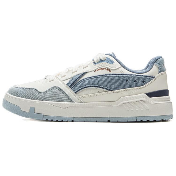 LiNing Common 80s Classic Fashion Retro Versatile Thick Sole Heightening Trendy Comfortable Anti-Slip Wear-Resistant Low-Top Sneakers Women's White Blue