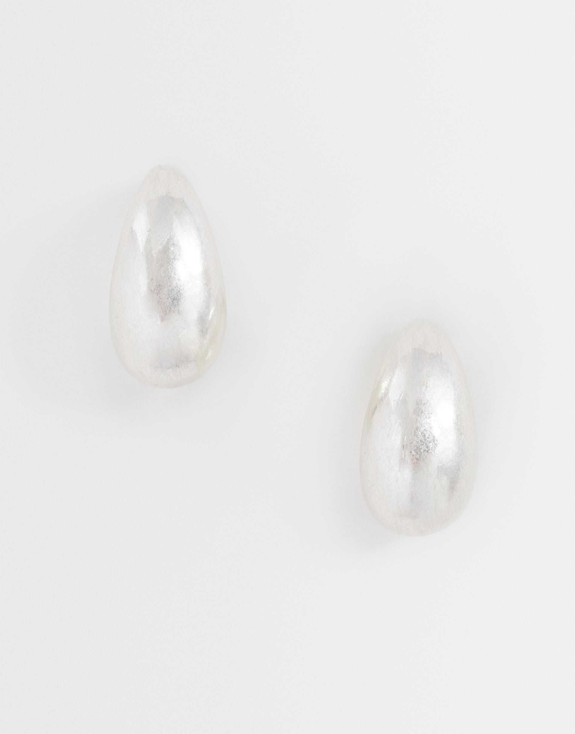 Reclaimed Vintage chubby hoop earrings in burnished silver tone