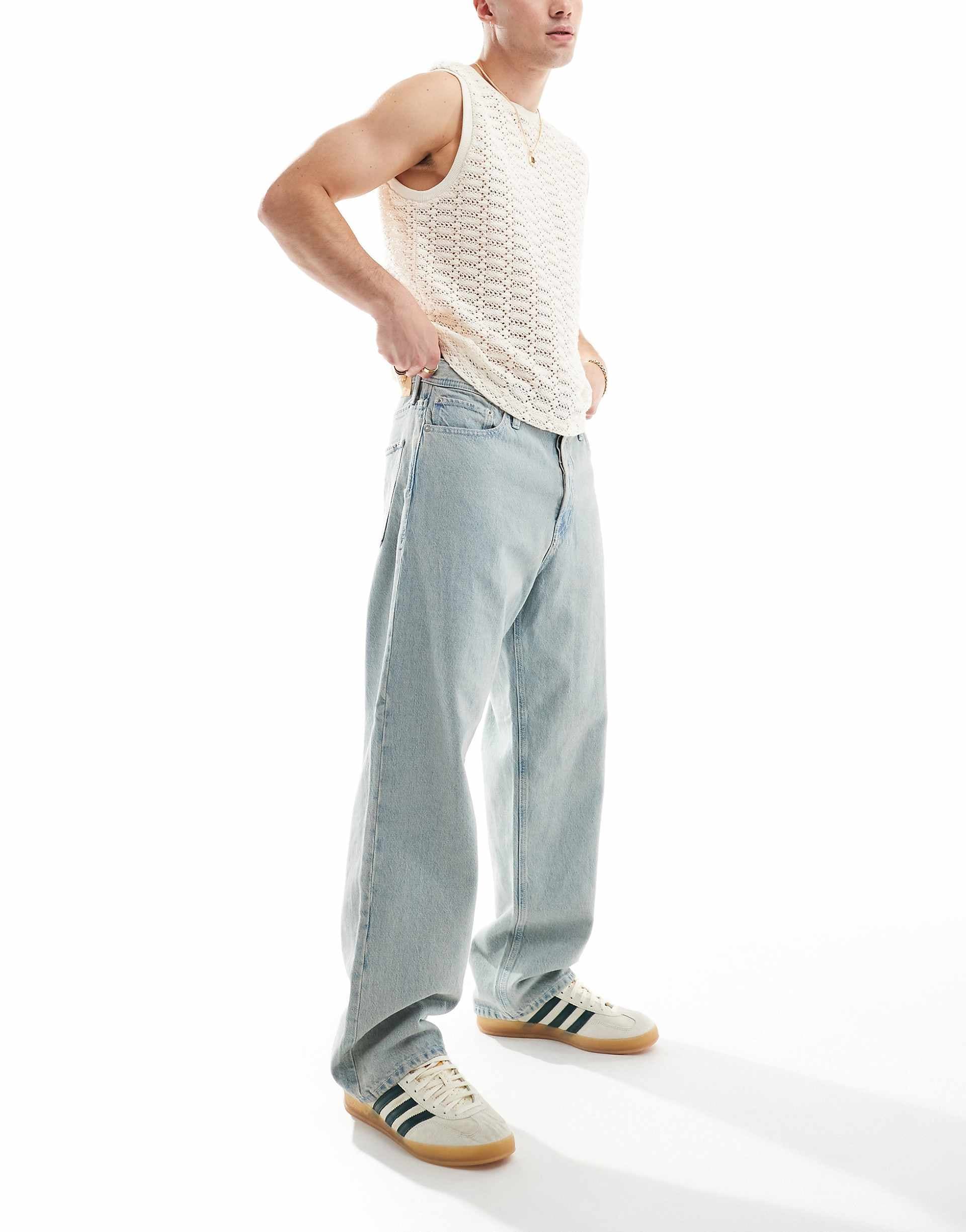 Jack & Jones alex baggy jeans in light blue wash