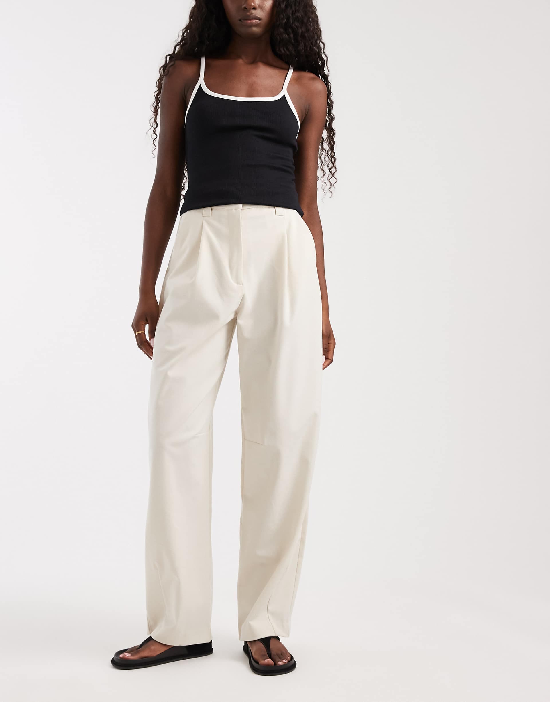 ASOS DESIGN tailored arch barrel pants in off white