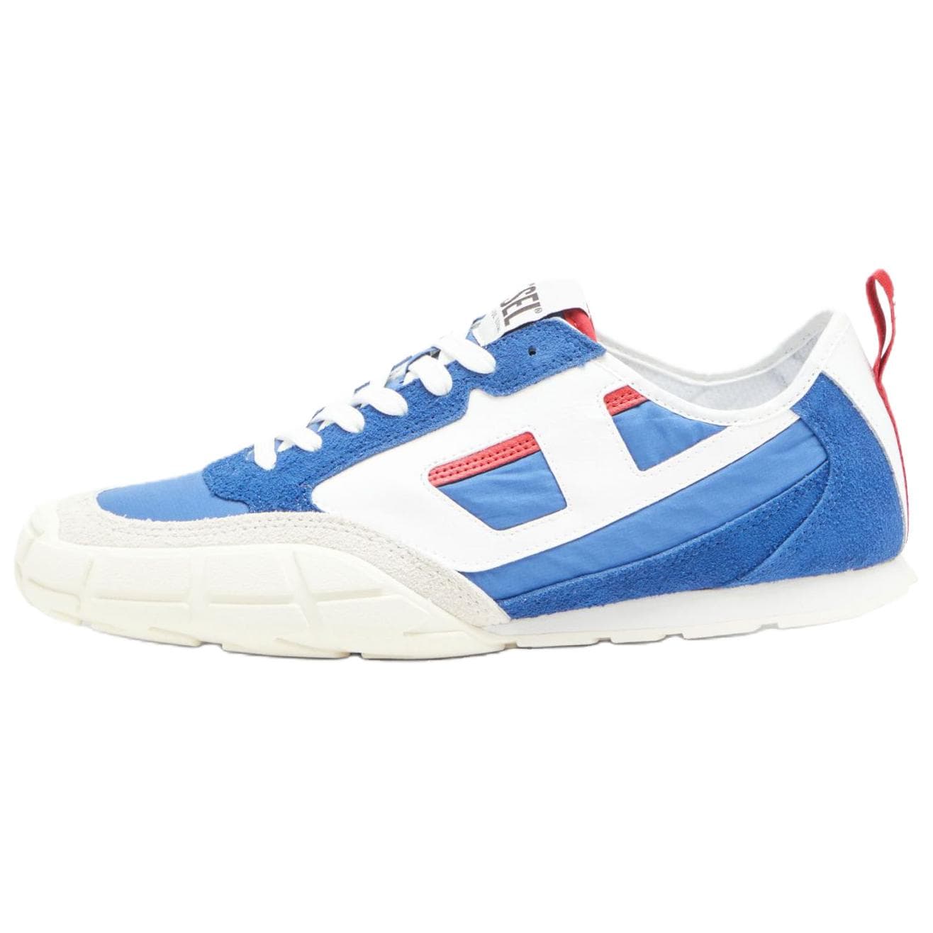 DIESEL S-Pagodha Cowhide Oblique D Logo Round Toe Lace-Up Low-Top Casual Shoes Men's Blue