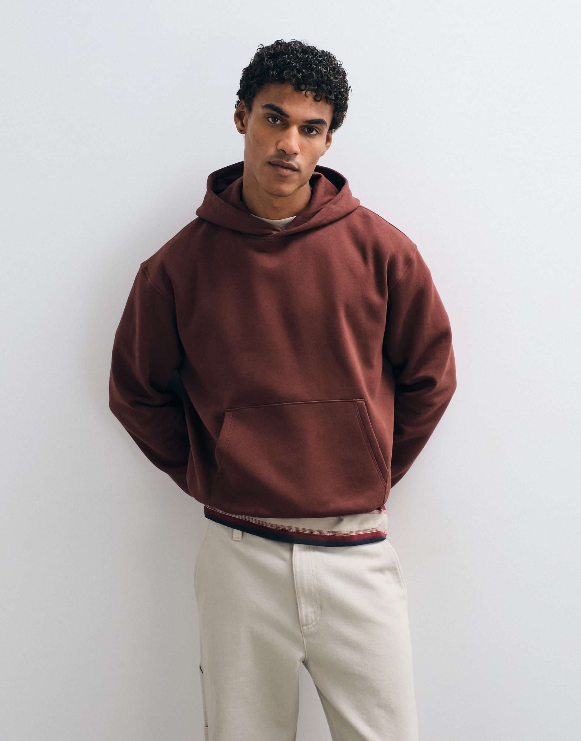ASOS DESIGN essentials relaxed boxy hoodie in dark brown