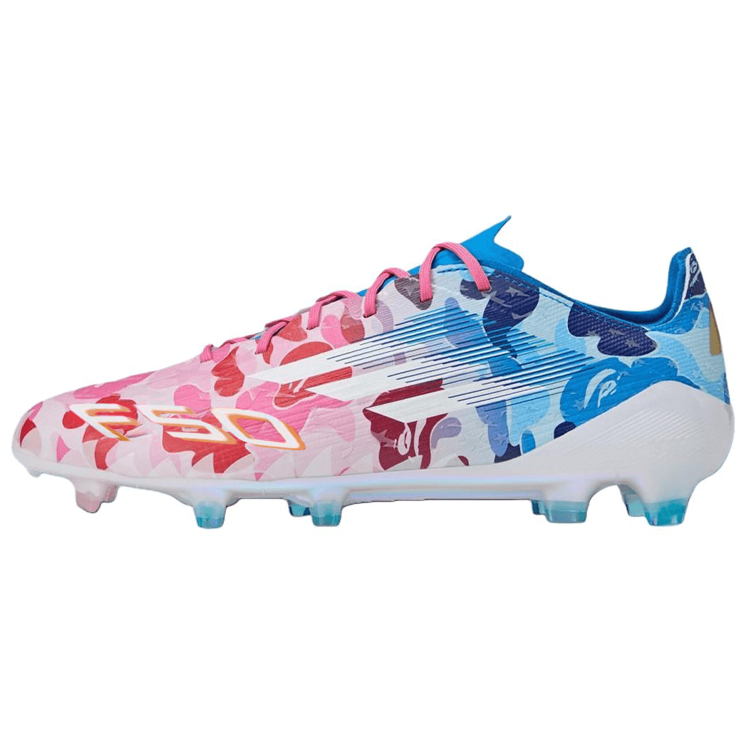 BAPE x adidas F50 ELITE FG Men's Football Shoes Pink Blue