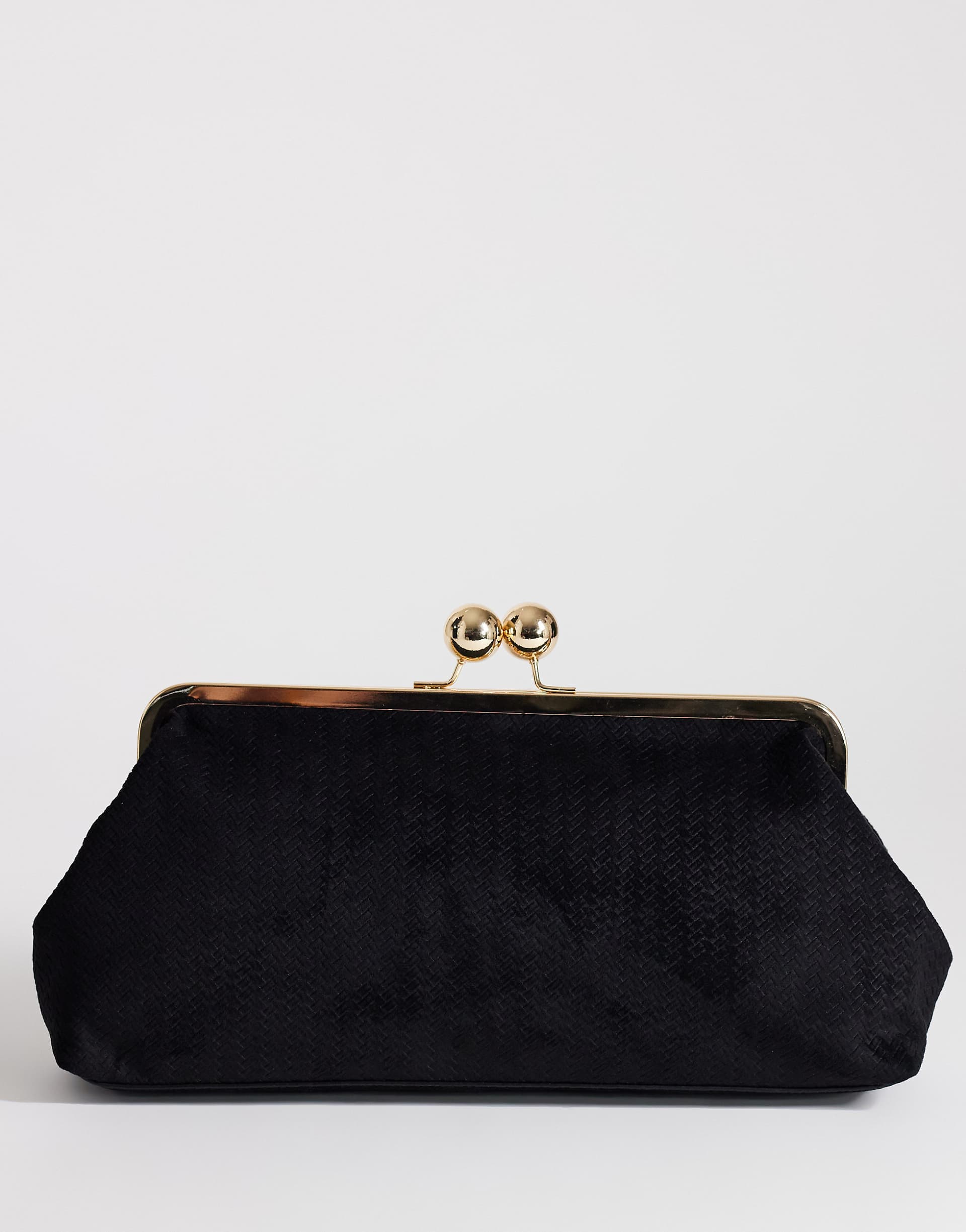 Topshop Annie medium suedette woven clutch in black