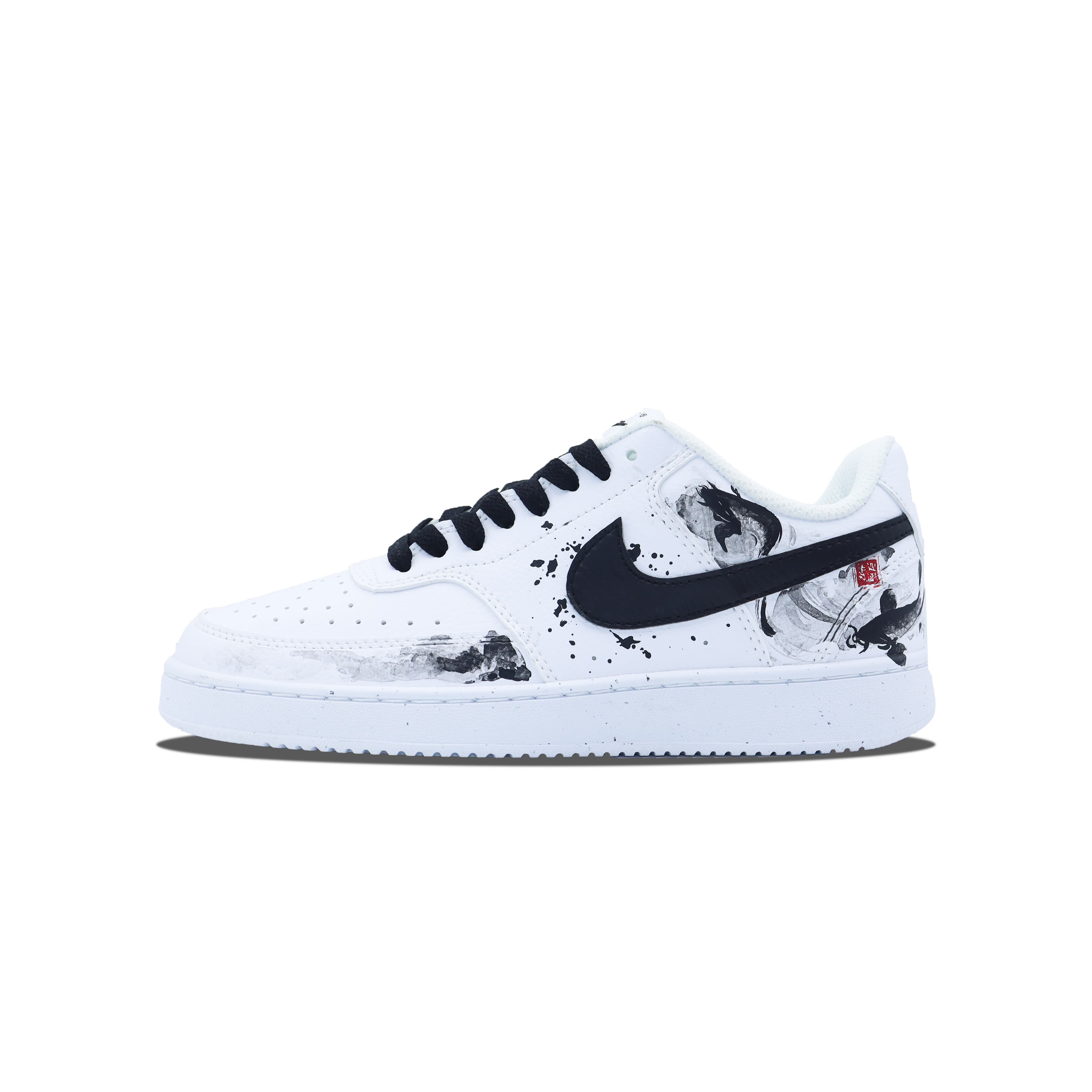 Nike Court Vision 1 Low-Top Skateboard Shoes Unisex Black White