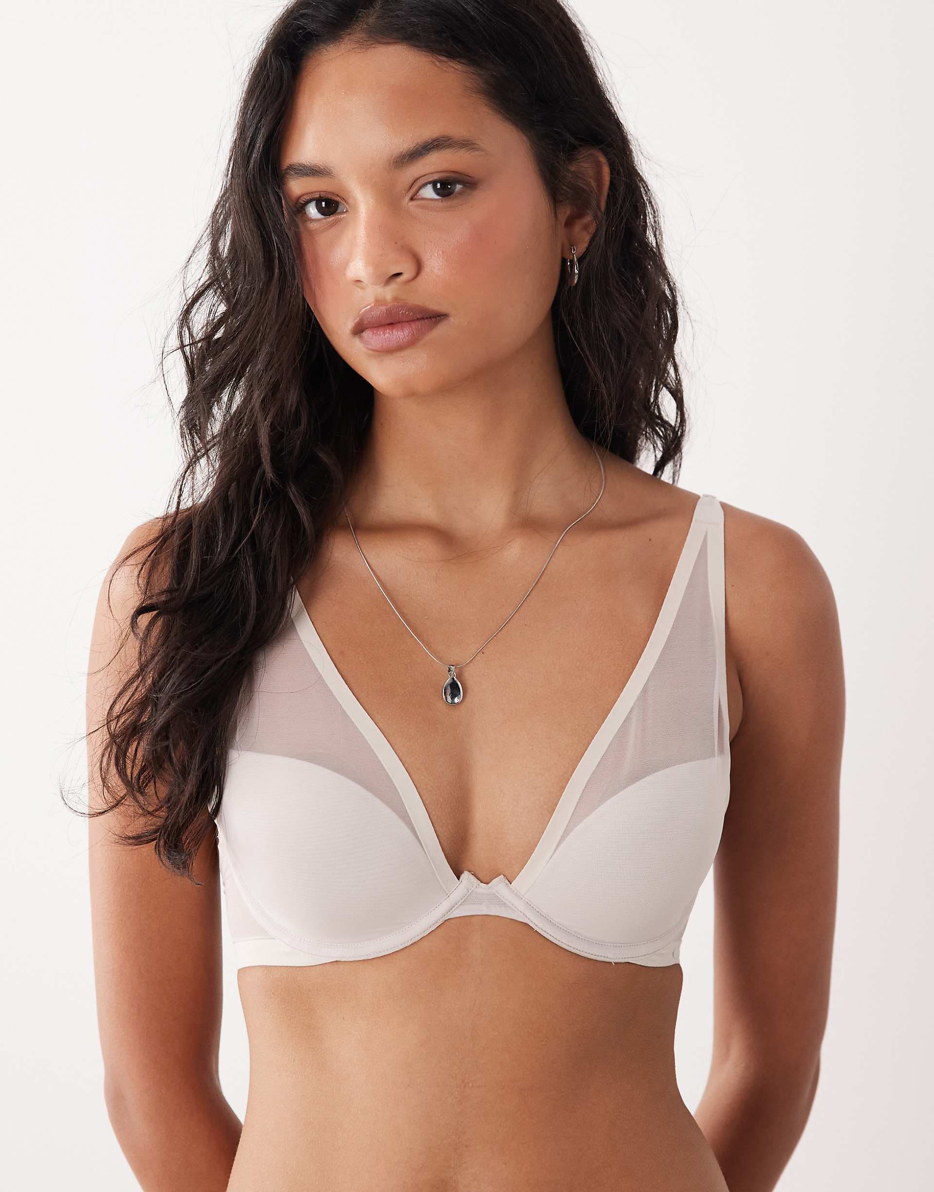 Calvin Klein Shapewear mesh push up plunge bra in gray