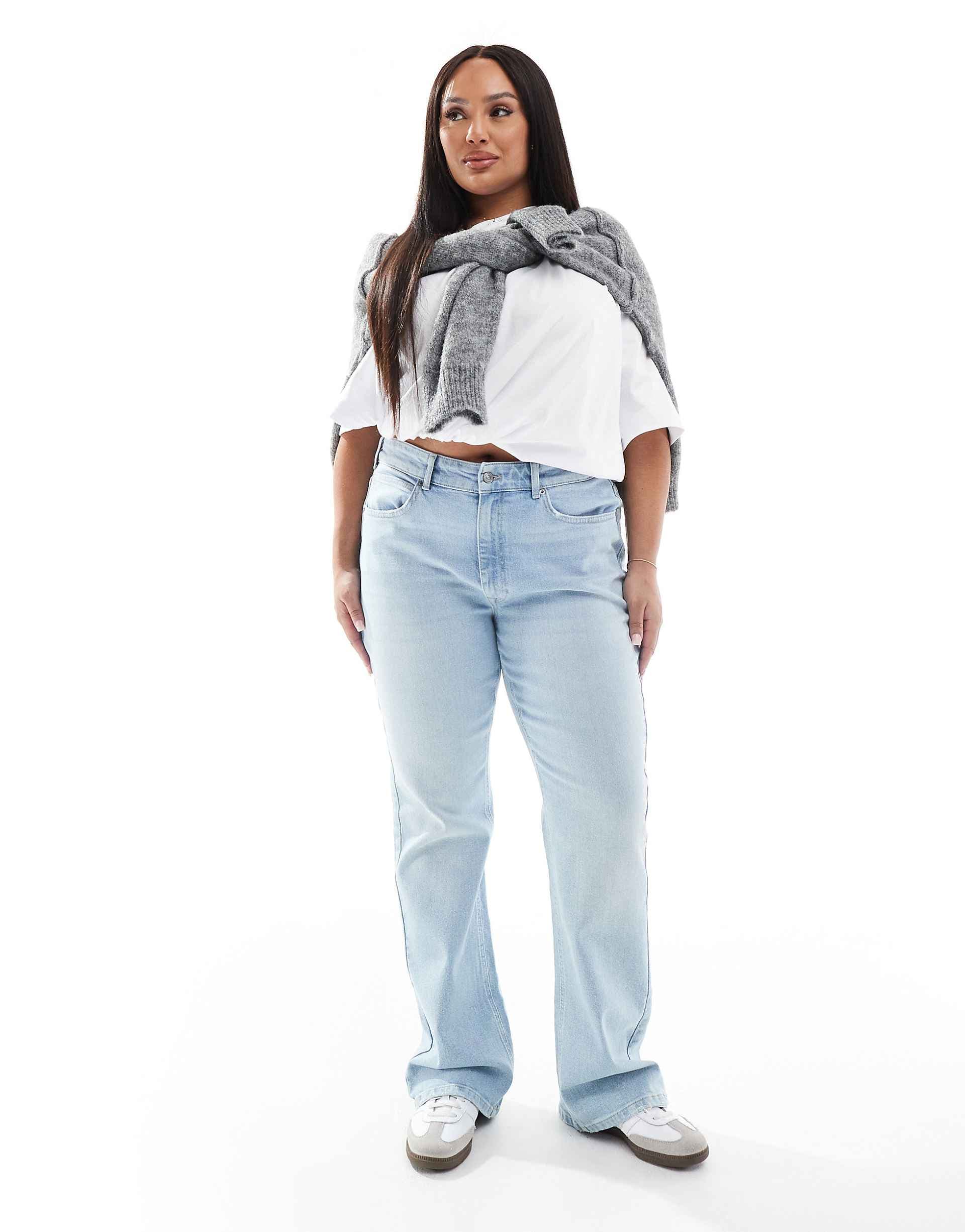 ONLY Curve wide leg jeans in light blue