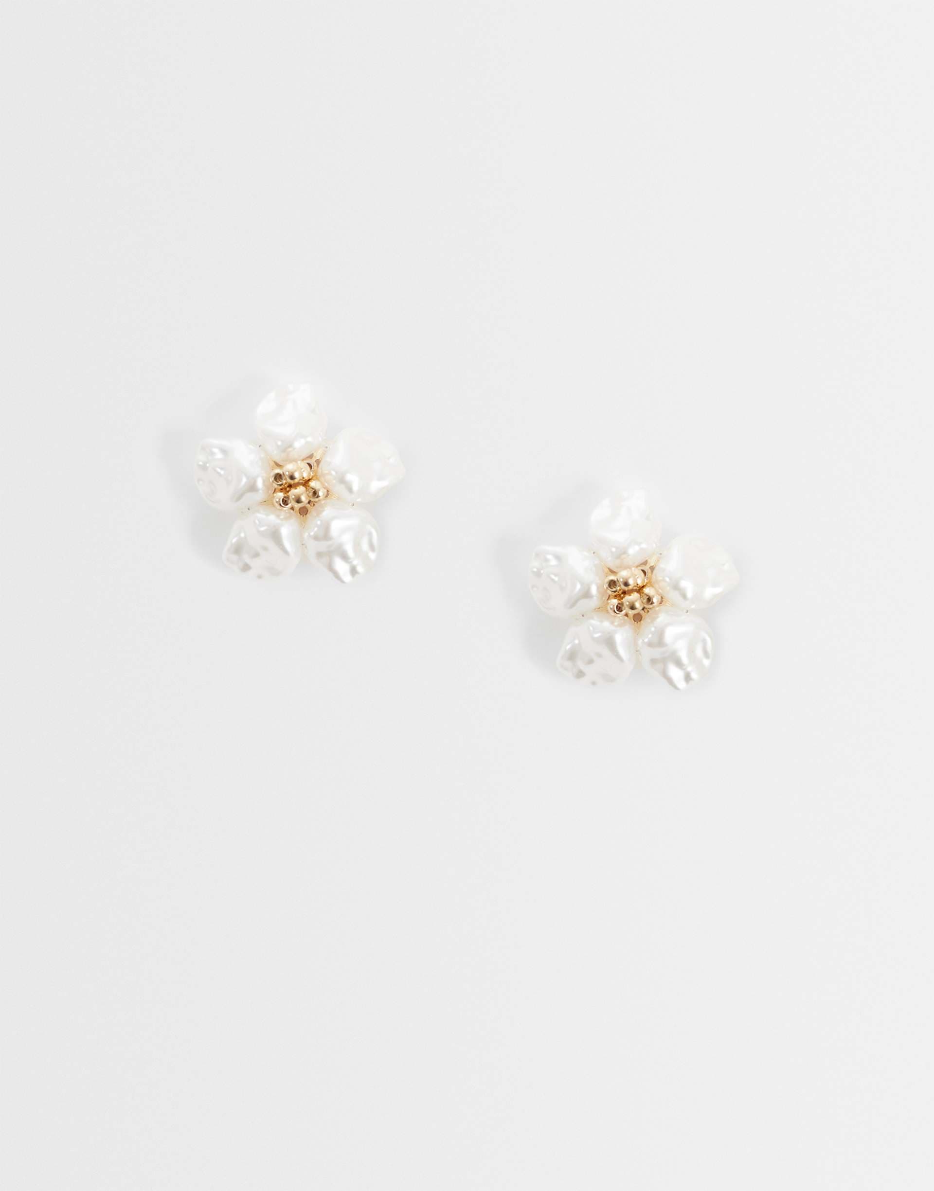 ASOS DESIGN small stud earrings with faux pearl detail in gold tone