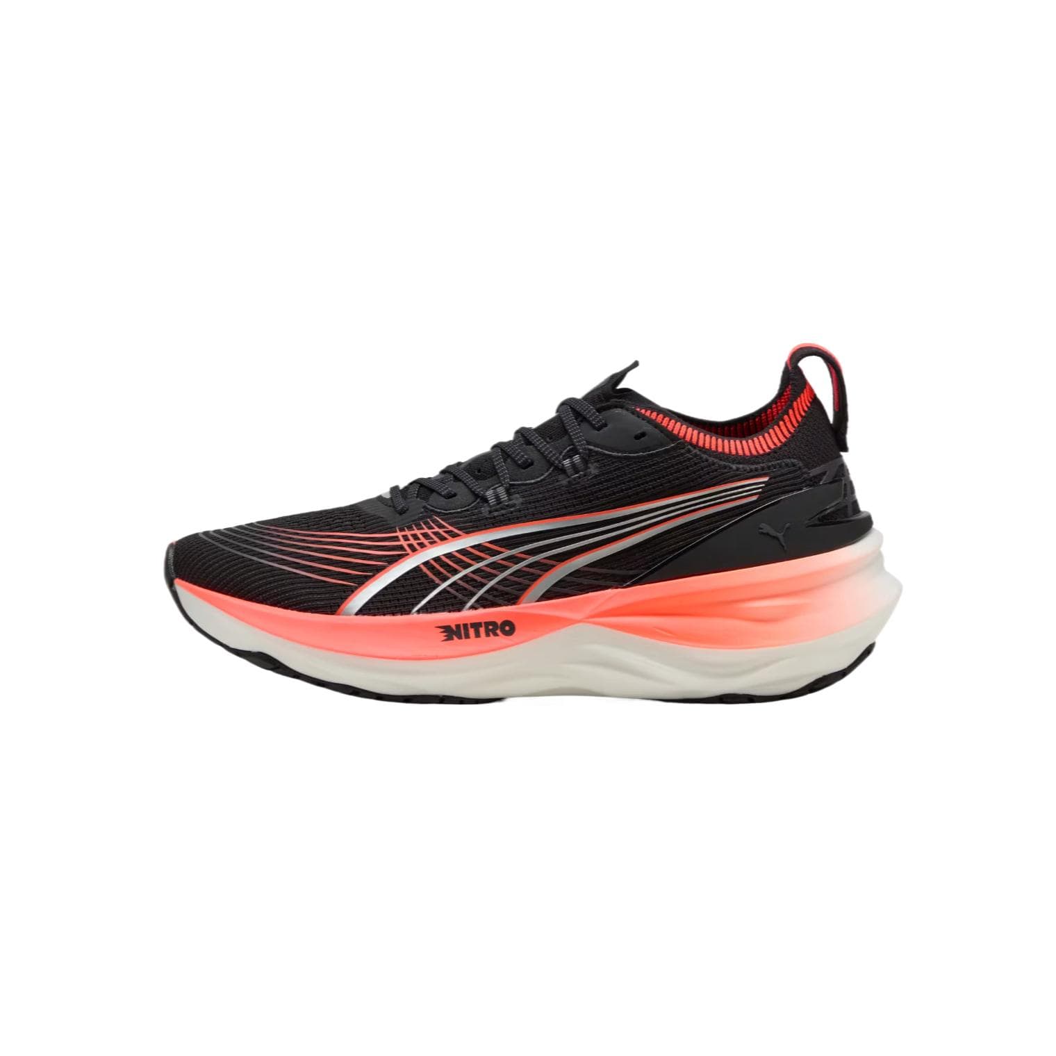 PUMA ForeverRun NITRO™ II Fashion Comfortable Casual Trendy Mid-Top Running Shoes Men's Puma Black Glowing Red