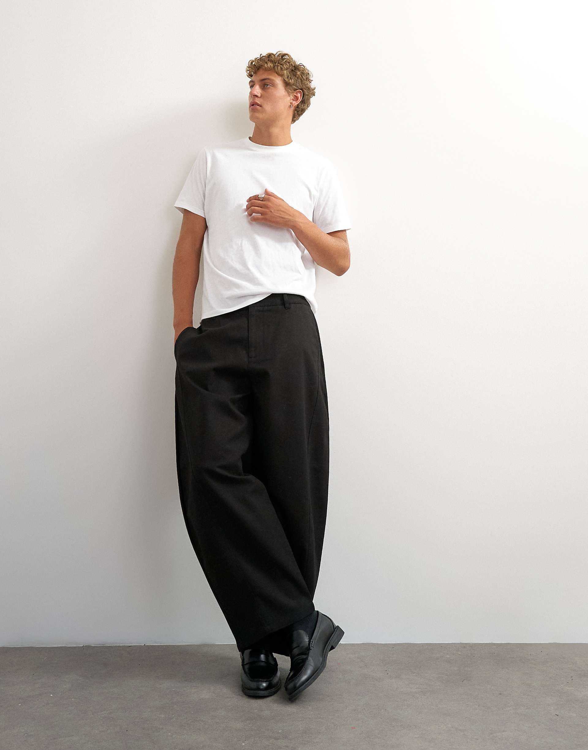 Topman barrel fit pants in black