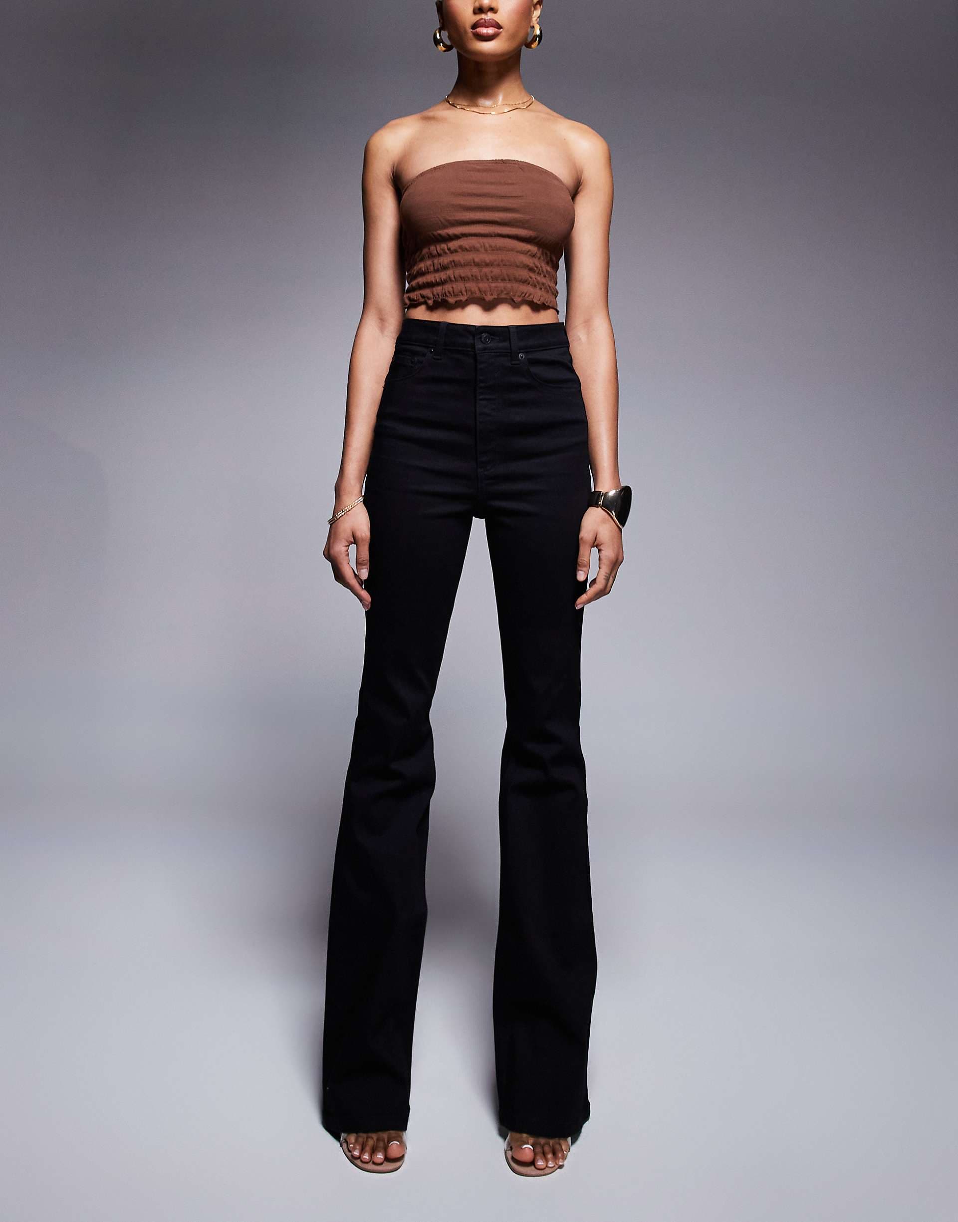 ASOS DESIGN Tall power stretch sculpt flare jeans in black