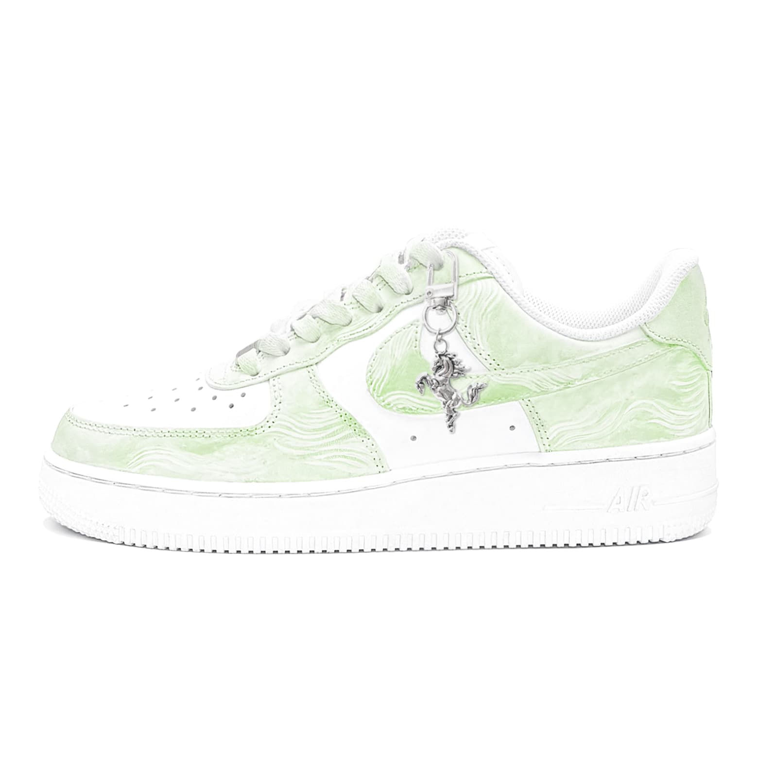 Custom Sneakers: Nike Air Force 1 CNY Year of the Horse Limited Series Spring Bud Green First Day Culture Fresh Fashion Trendy Versatile Comfort Slip-Resistant Wear-Resistant Balanced Low-Top Sneakers Women's Apple Green