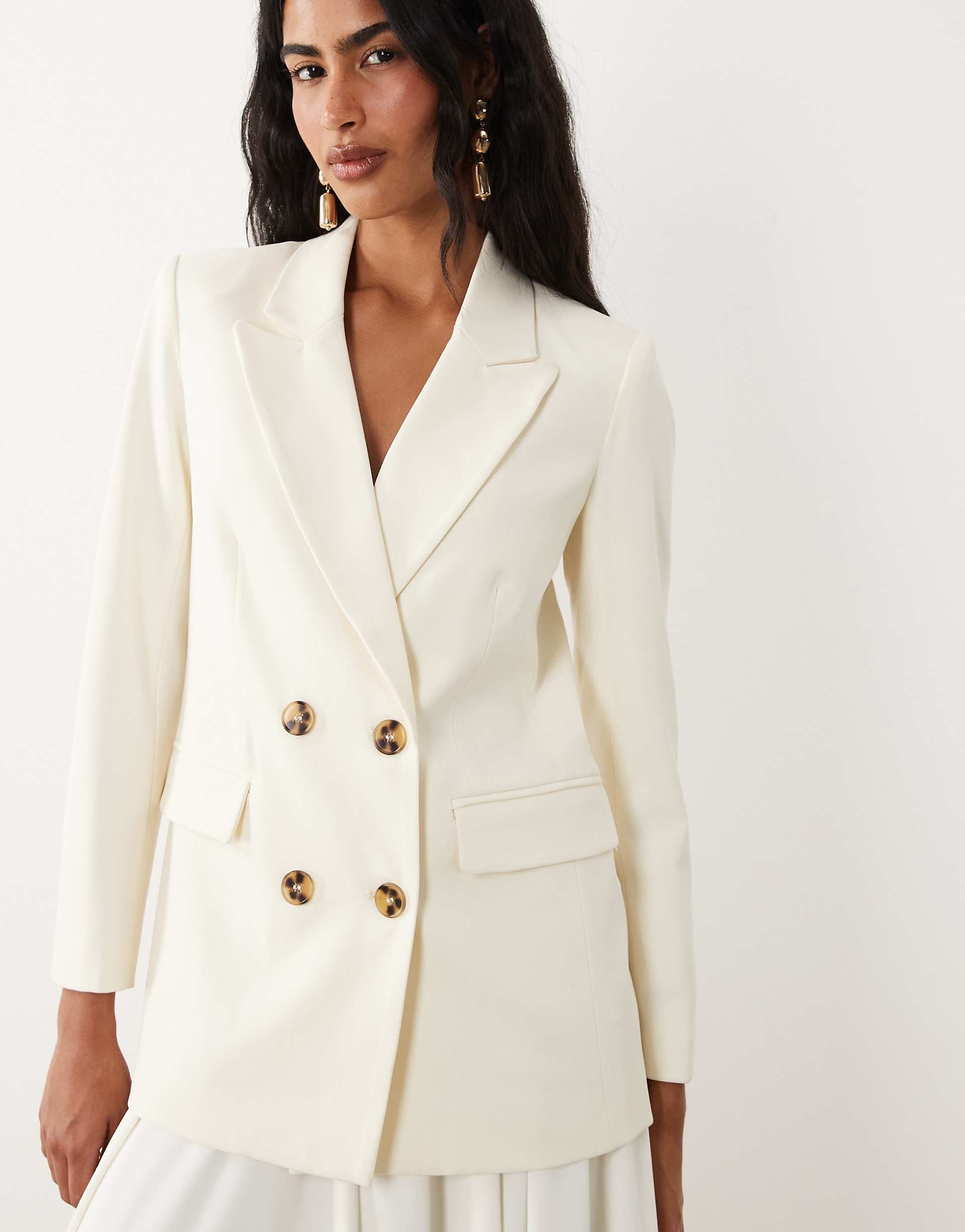 IYAL oversized double breasted blazer in cream