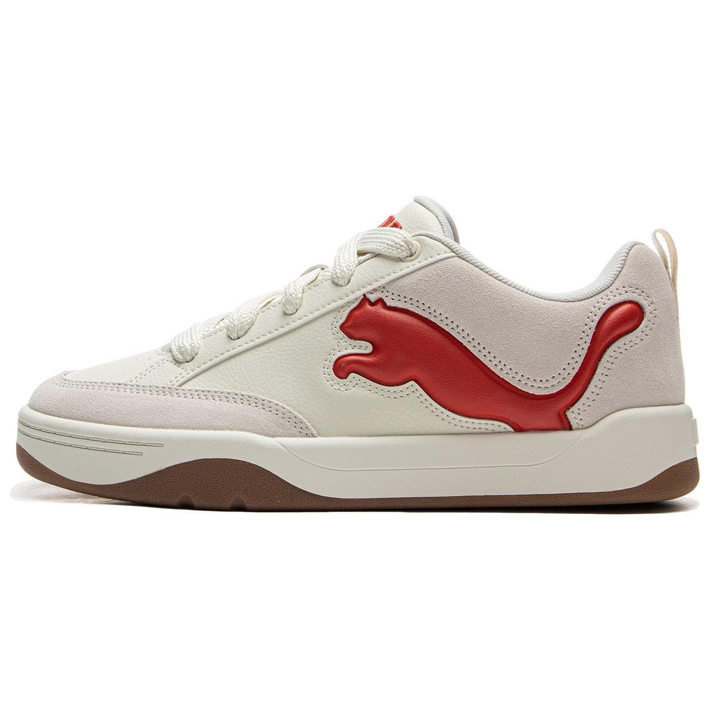 PUMA Park Lifestyle Anti-Slip Wear-Resistant Low-Top Skateboard Shoes Unisex White Red