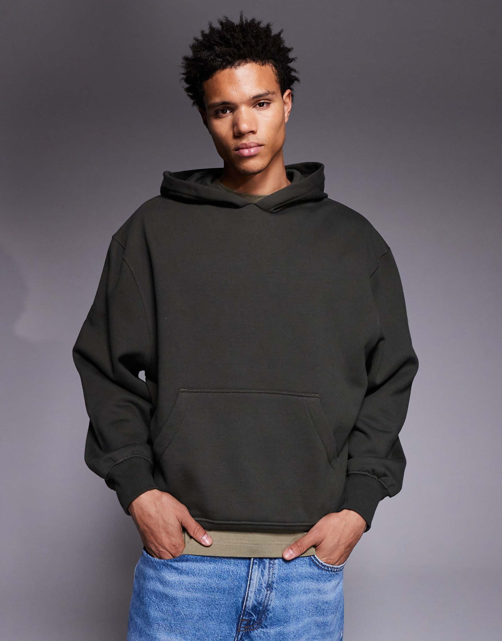 ASOS DESIGN premium heavyweight oversized hoodie in 400gsm khaki