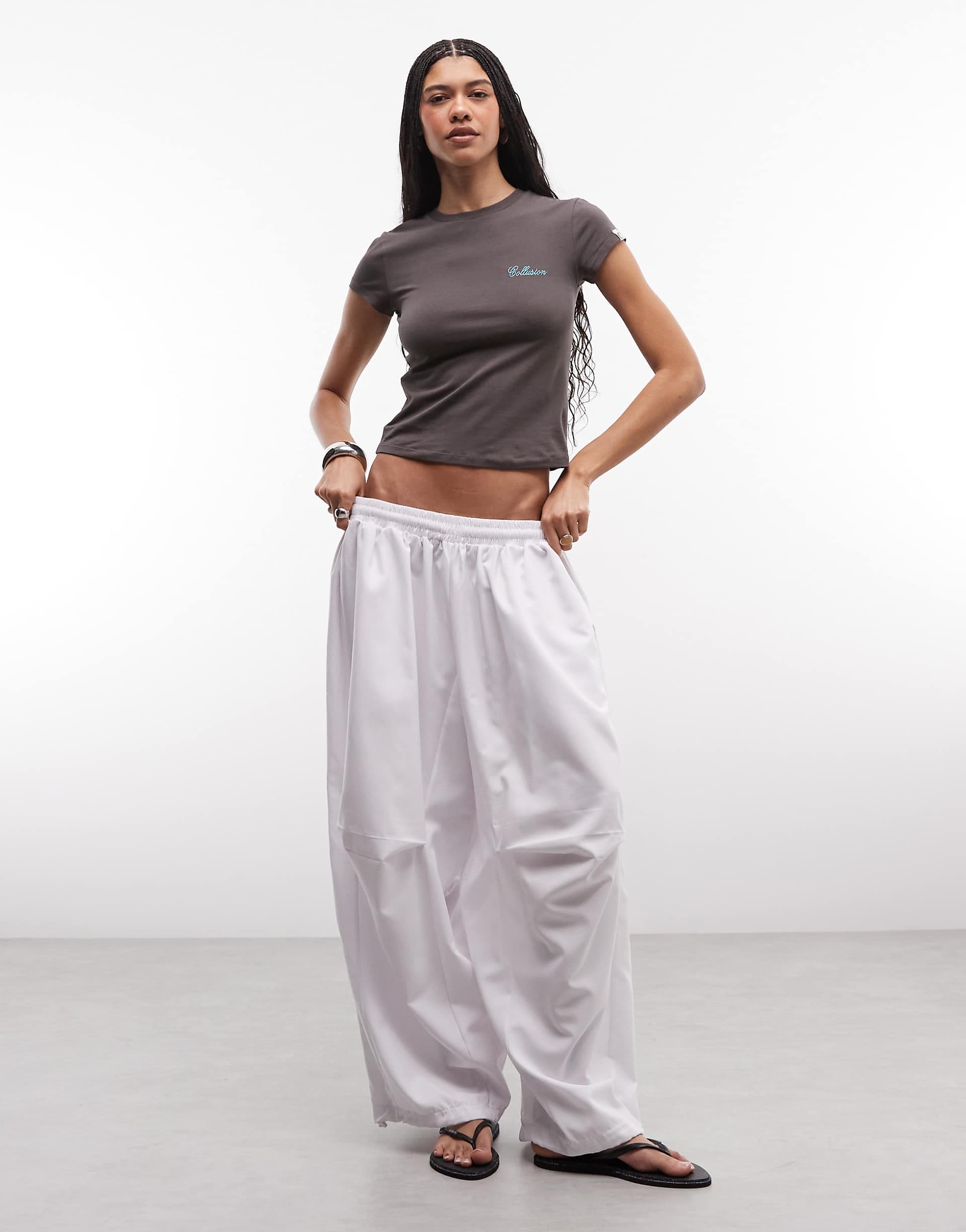 COLLUSION XL baggy sweatpants in white