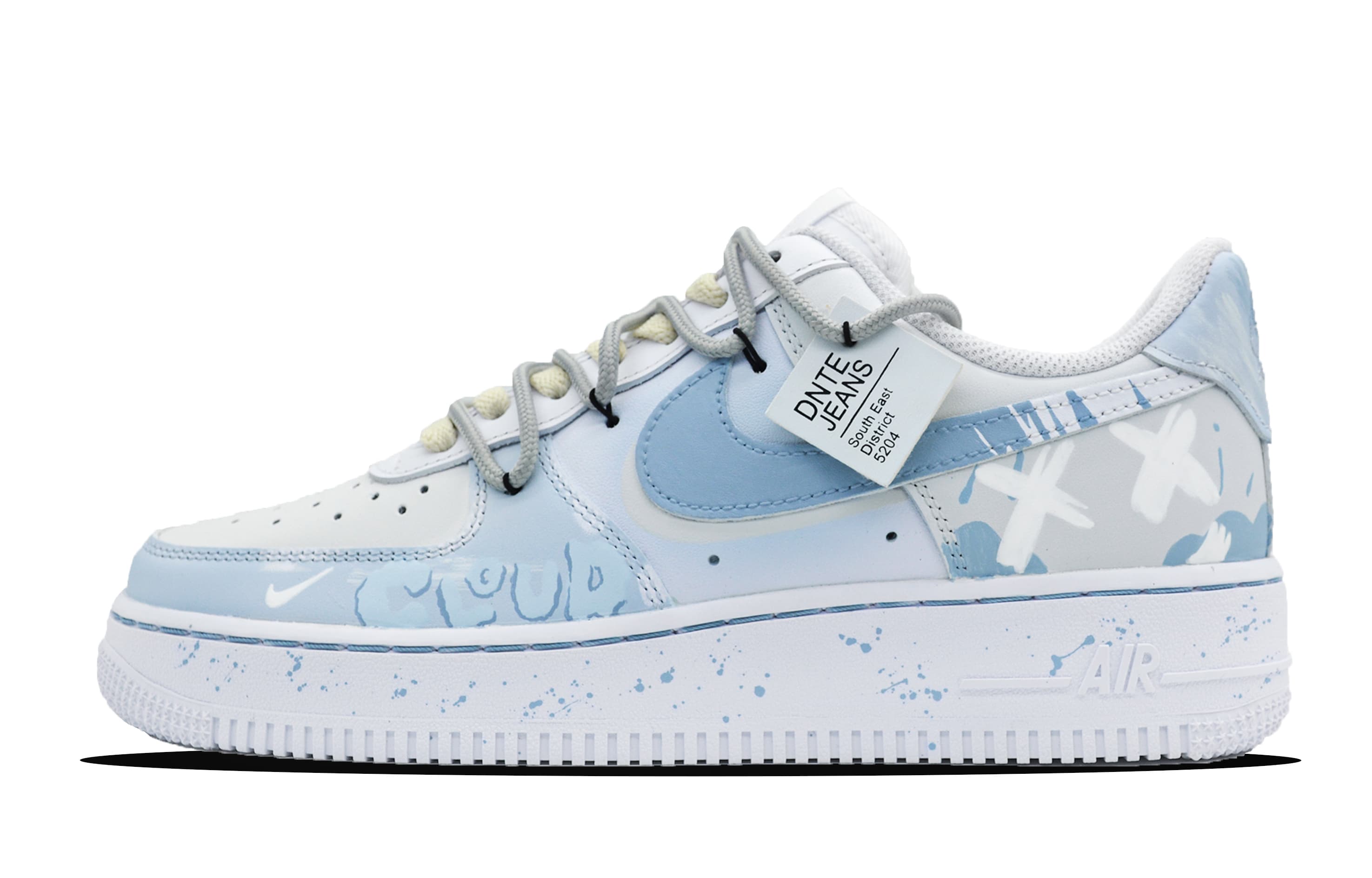 Nike Air Force 1 Skateboard Shoes Men Low-Top White Blue/Beige