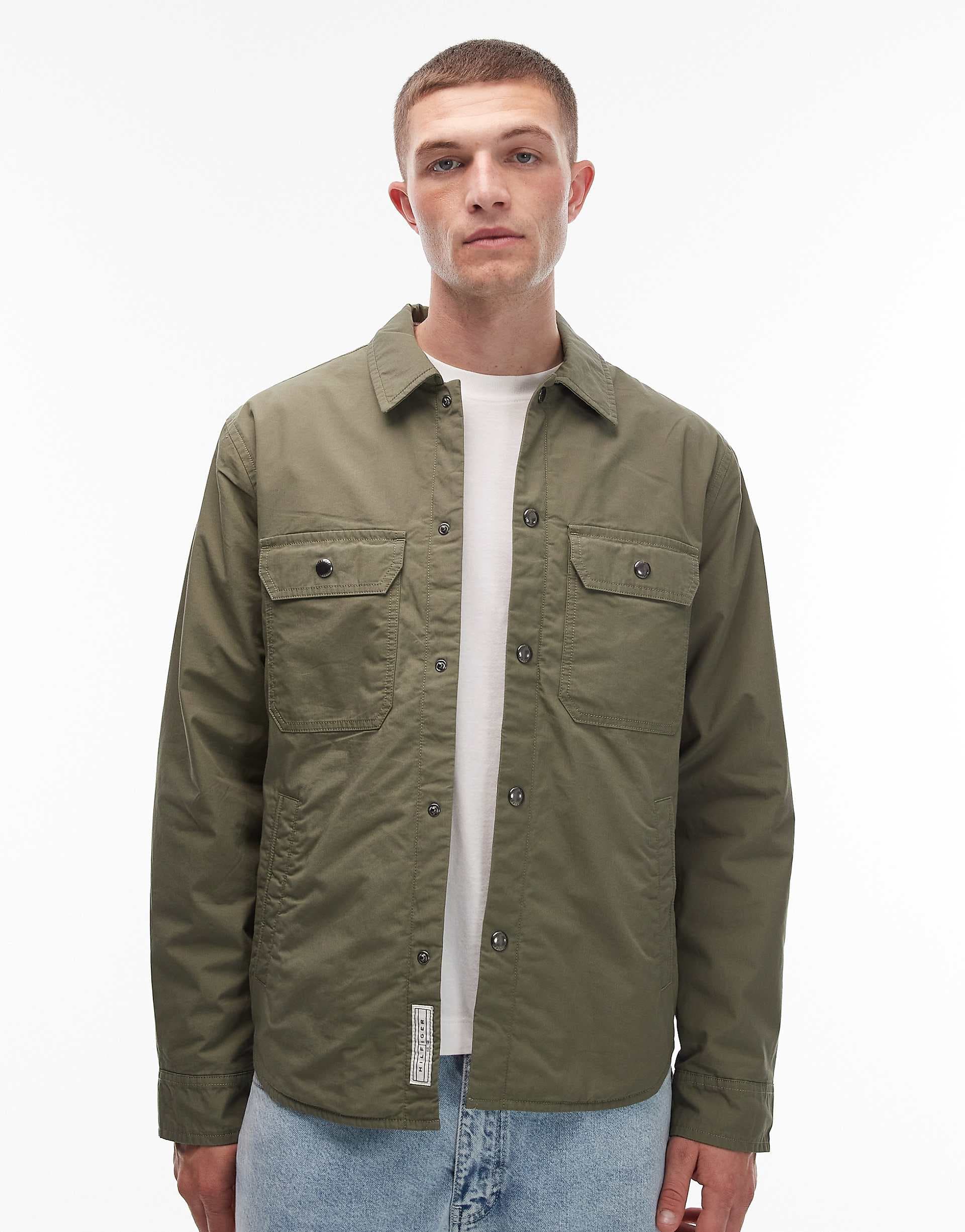 Tommy Hilfiger padded shacket in khaki green