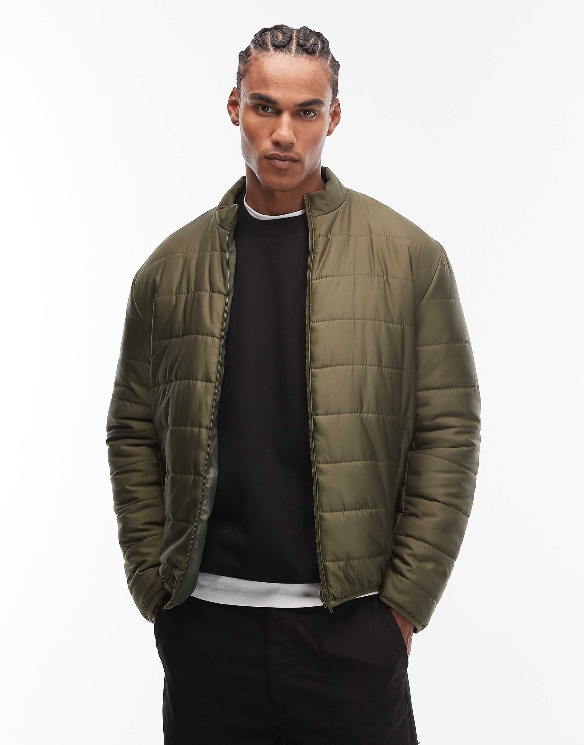 ASOS DESIGN peakMAX™ liner jacket in khaki green