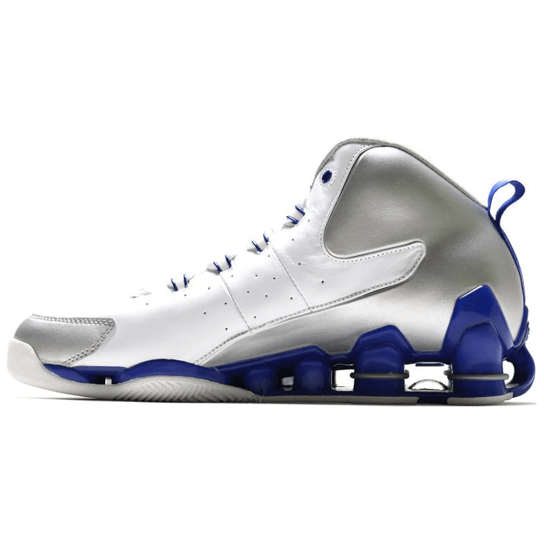 Nike Shox VC III Round Toe Lace-Up Shock-Absorbent Slip-Resistant Durable Mid-Top Basketball Shoes Men's Silver White Blue