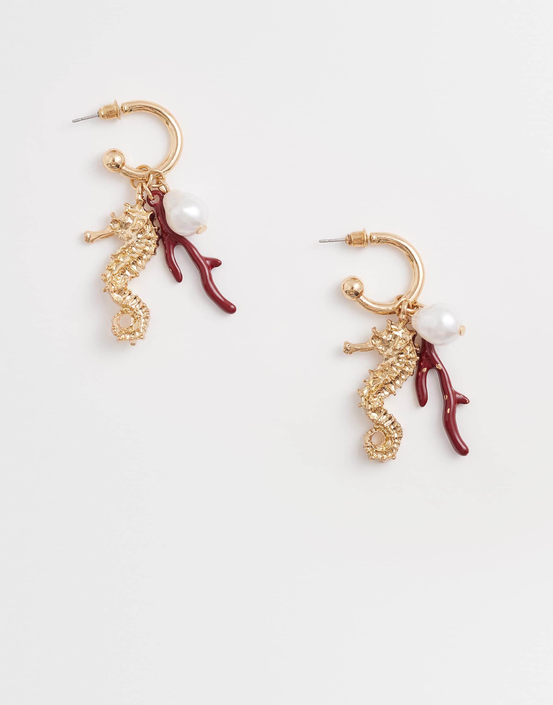 Accessorize sophie seahorse charm hoop drop earrings in gold tone