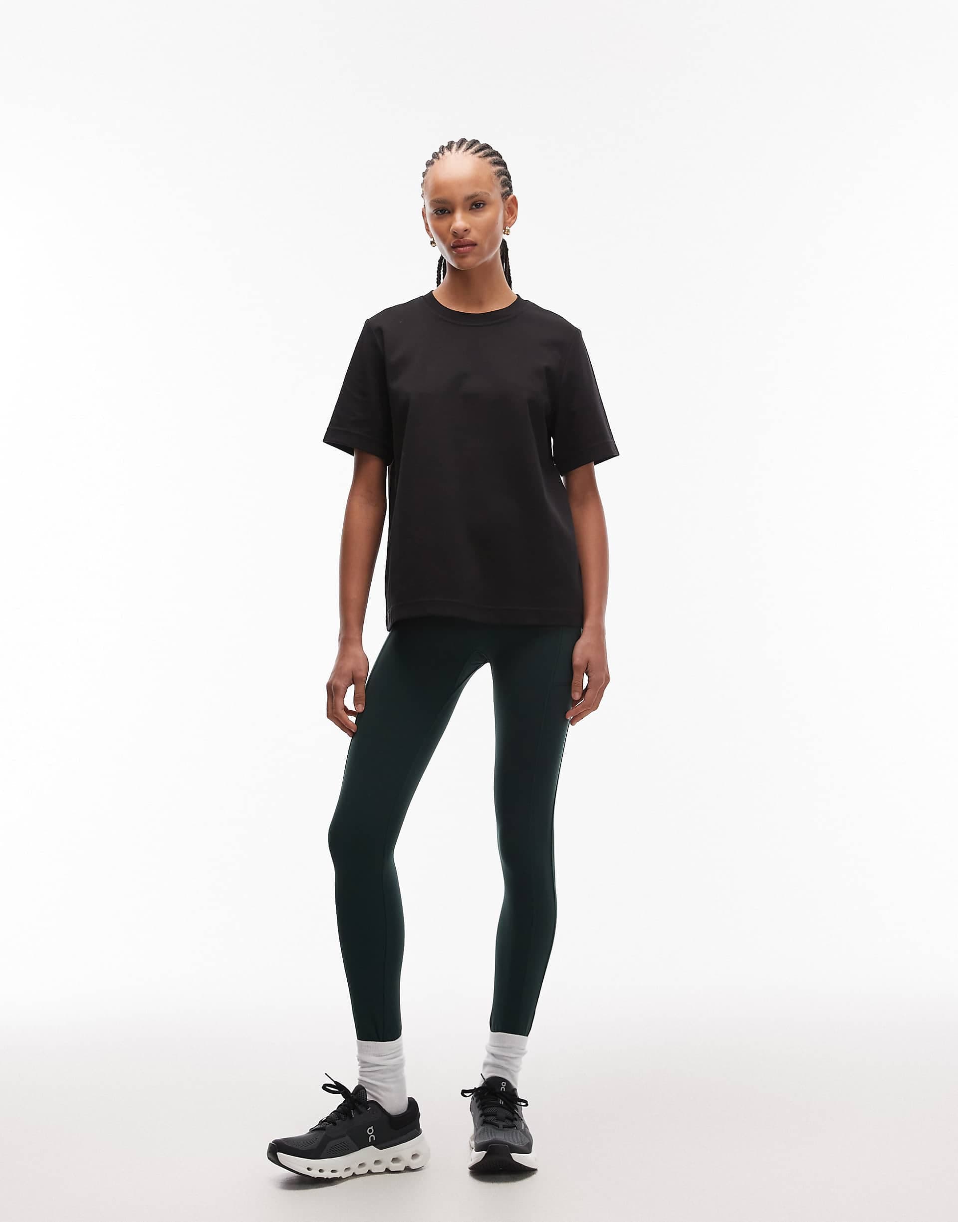 ARKET seamless gym leggings with side pockets in dark green