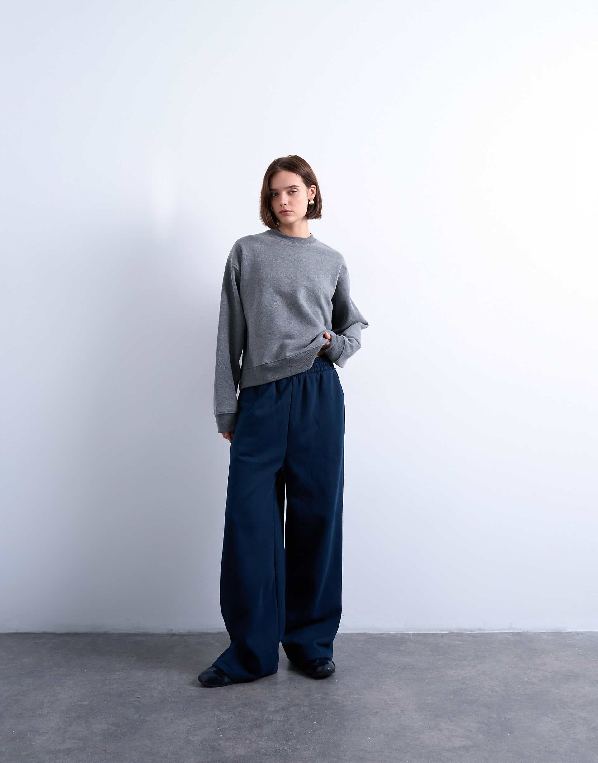 Topshop straight leg sweatpants in navy