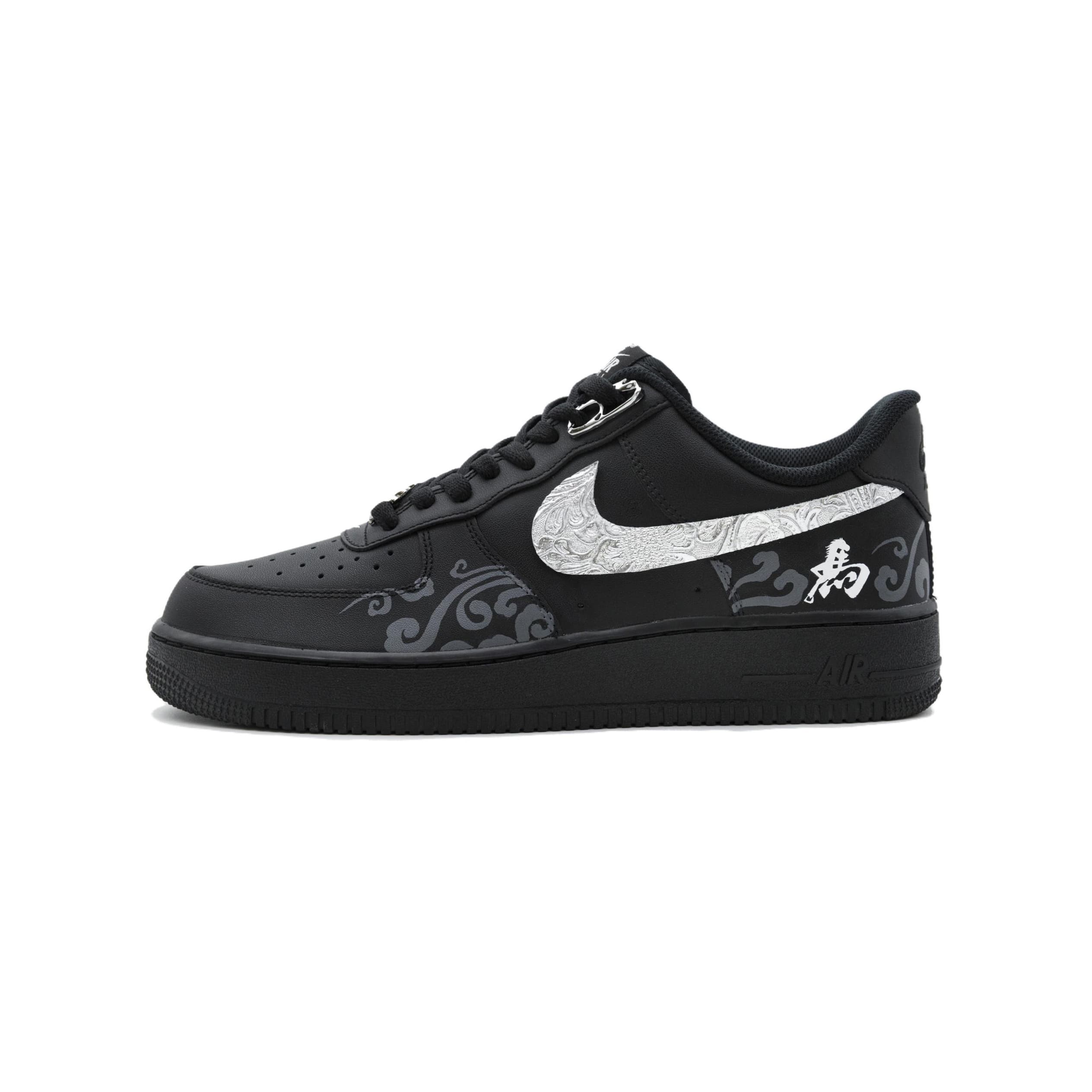 Nike Air Force 1 'Galloping Clouds' Custom Sneakers Leather Classic Versatile Comfort Durable Low-Top Skate Shoes Unisex Black