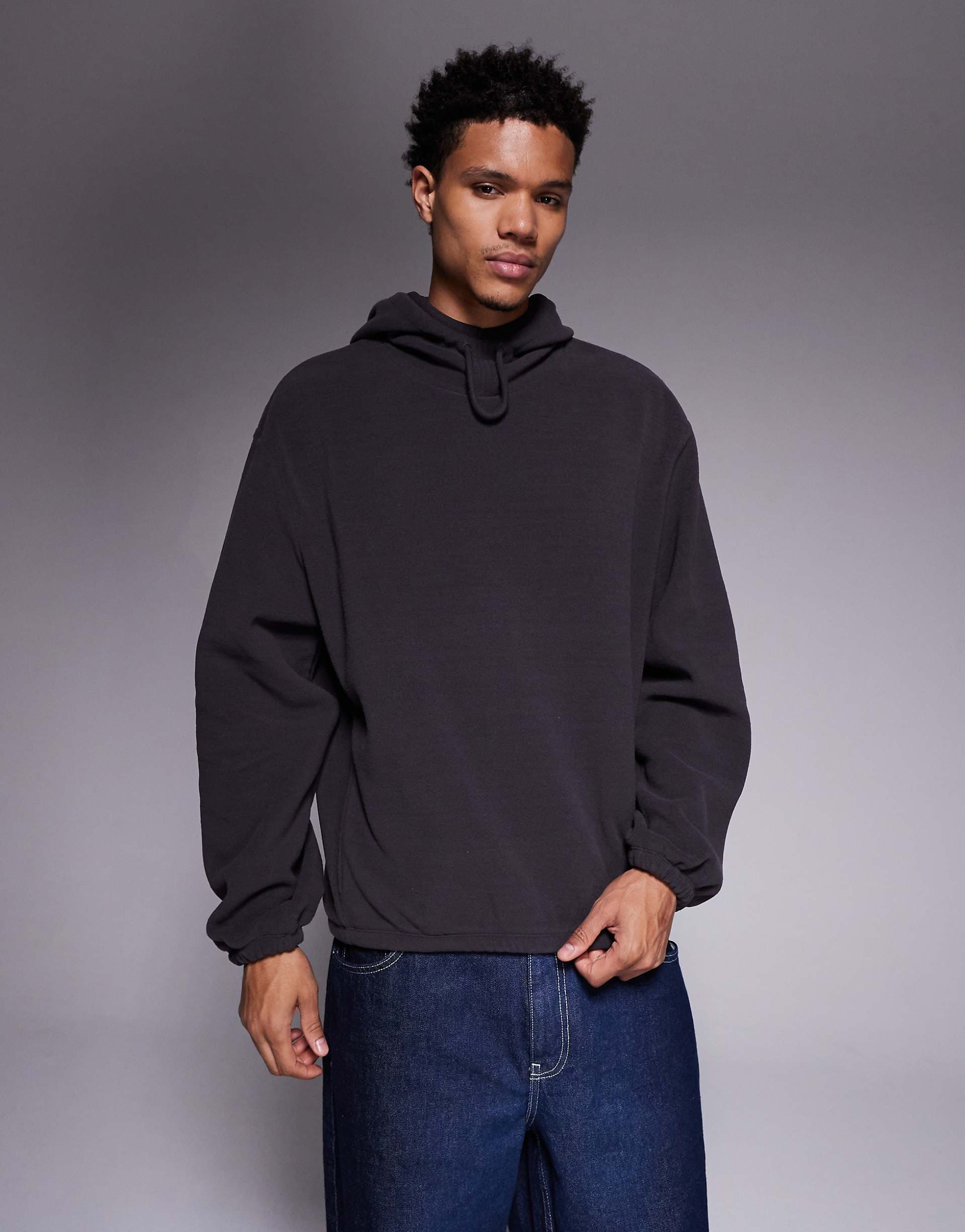 ASOS DESIGN relaxed fleece hoodie in charcoal